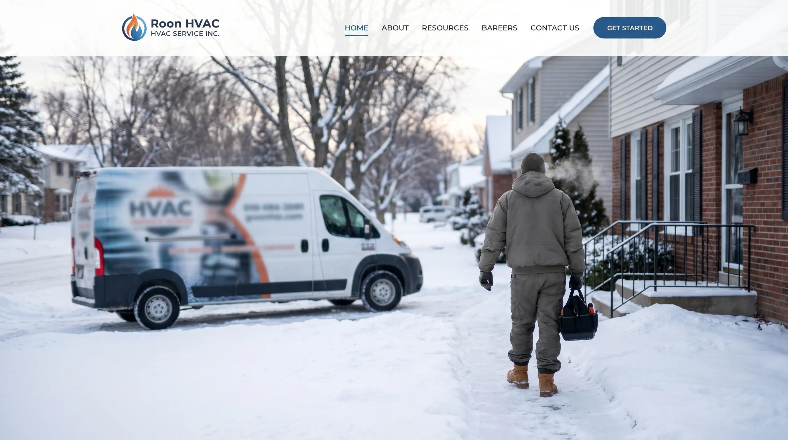 Professional HVAC technician servicing a furnace in a Green Bay, WI home during winter