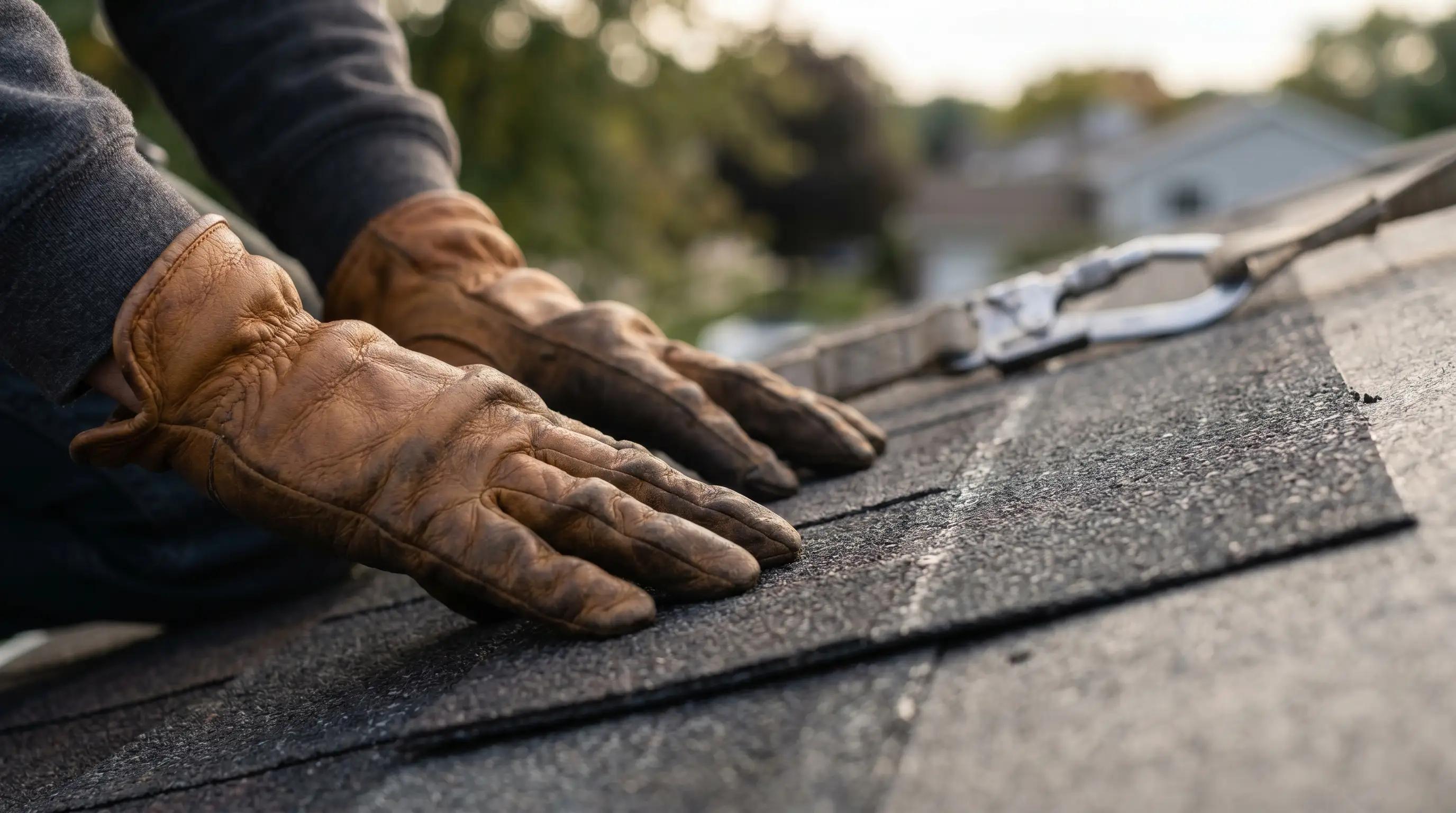 Professional roofing crew replacing shingles on a Green Bay, WI residential home in spring
