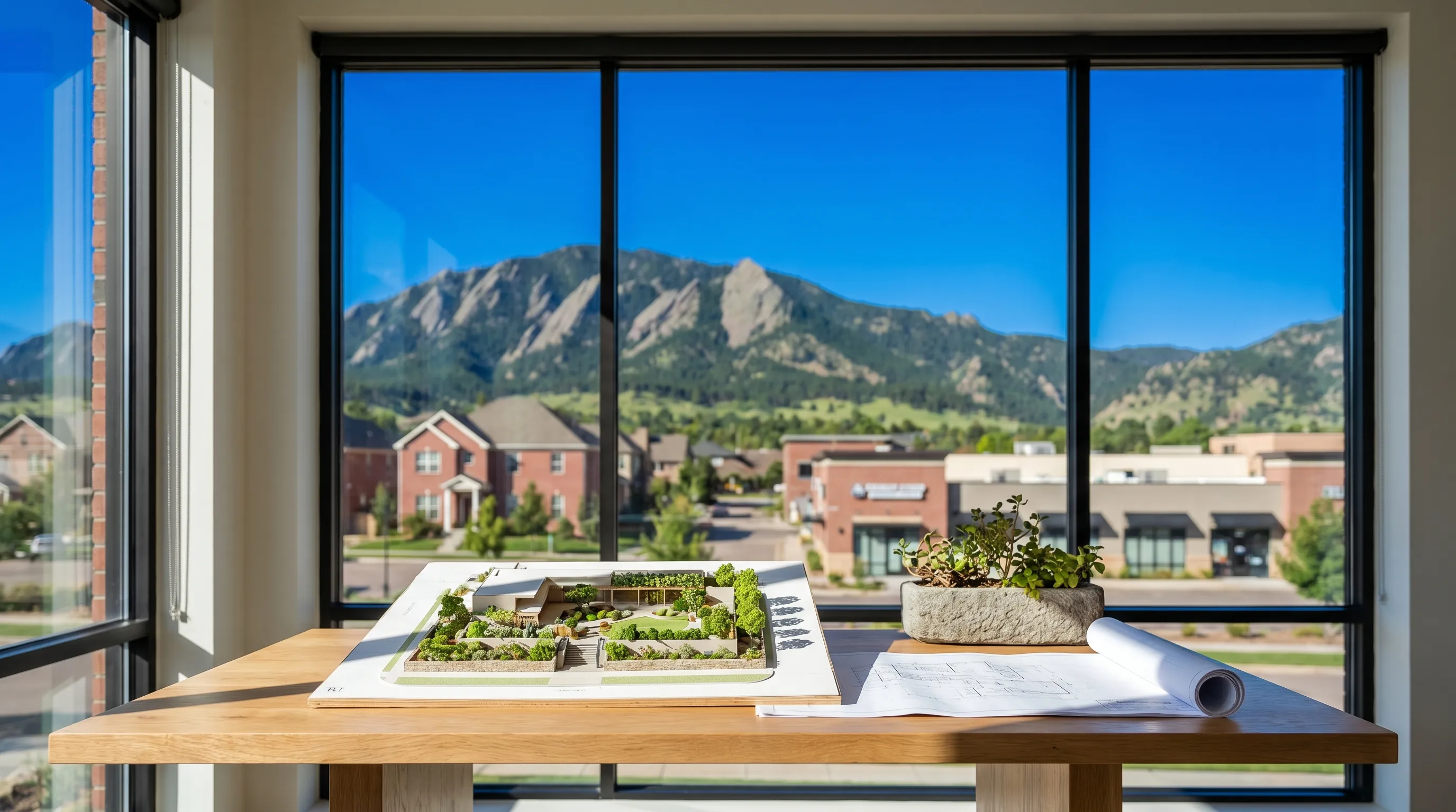 Professional xeriscape installation with native plants and river rock in Boulder, CO residential front yard