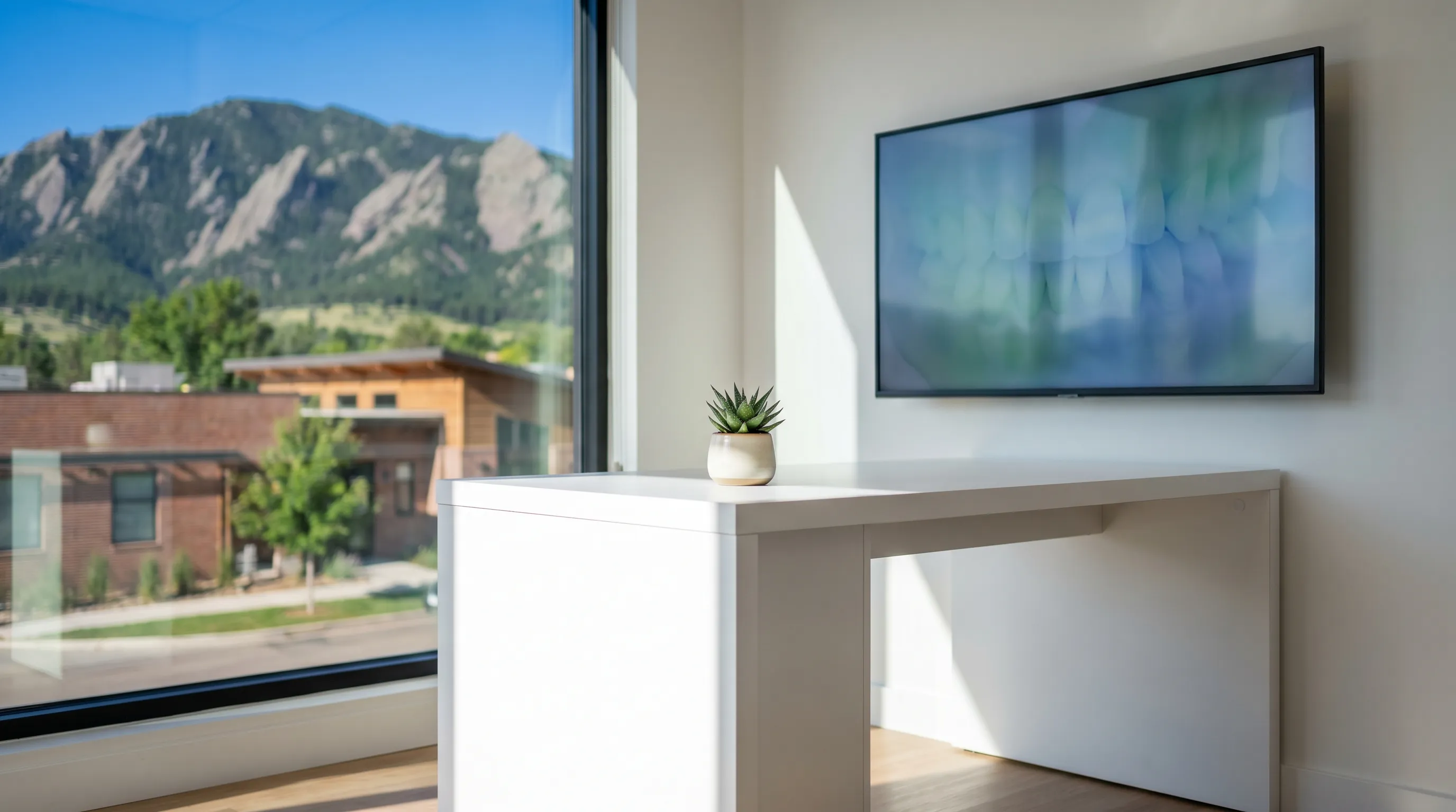 Modern dental operatory with natural light and clinical instruments in contemporary Boulder CO practice