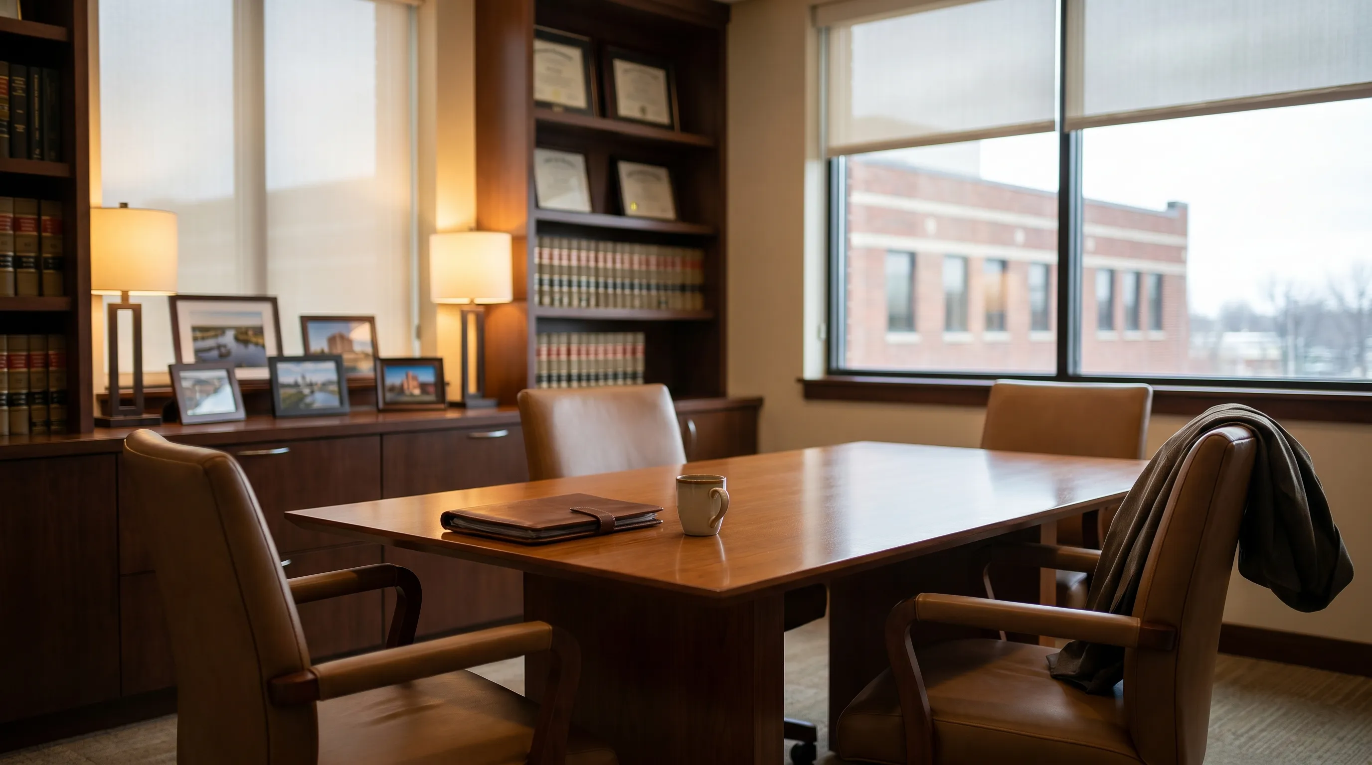 Professional attorney in consultation with a client in a Davenport, IA law office