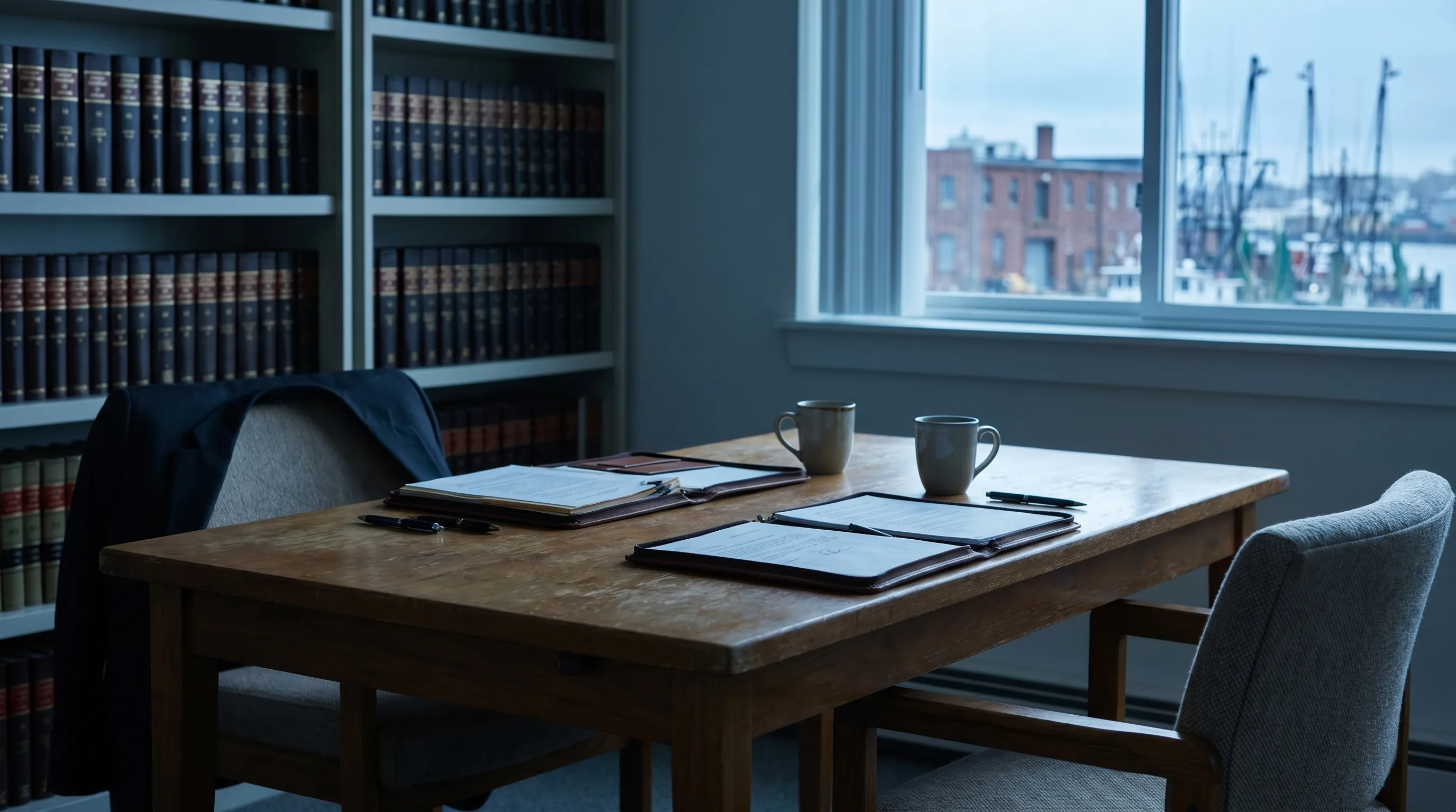 Professional attorney consulting with a client at a law office in New Bedford, MA