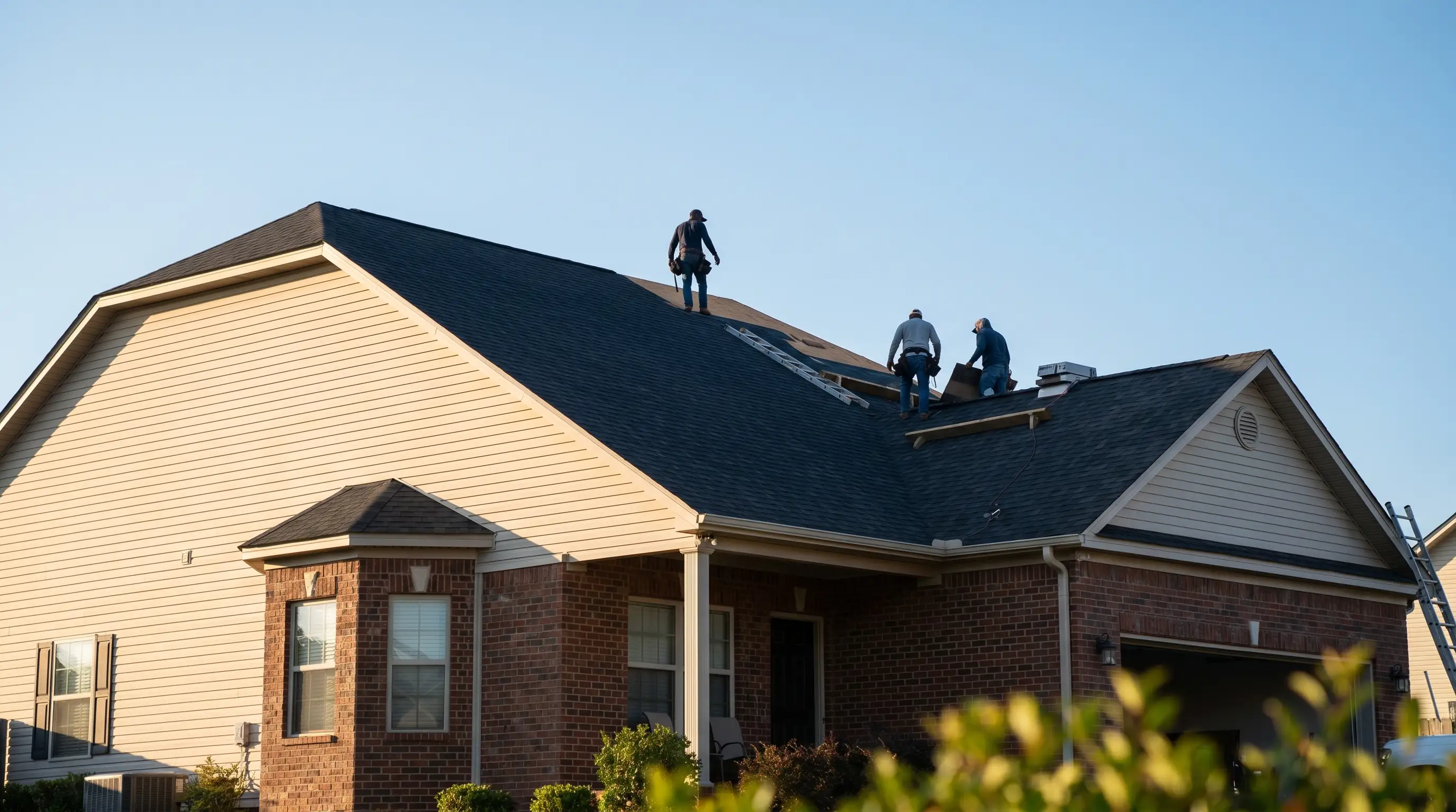 Professional roofing contractors replacing a residential roof in Tuscaloosa, AL