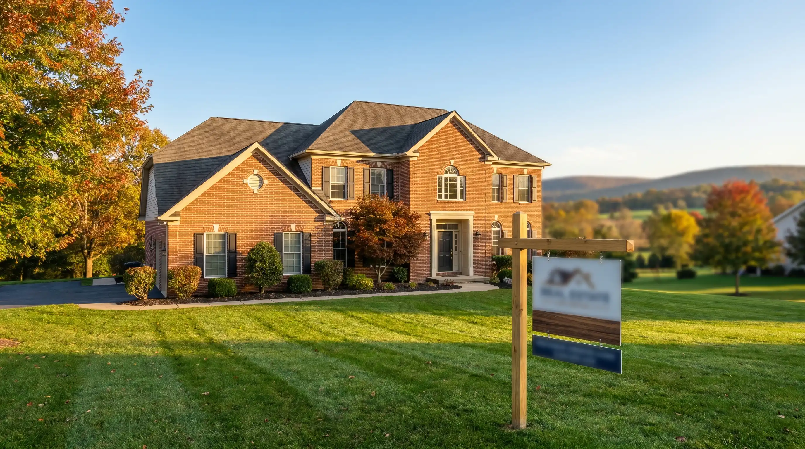 Real estate agent seated across from a young couple at a kitchen table reviewing home listings on a laptop in a Berks County home, bright natural window light, conveying professional guidance and homebuying excitement in Reading, PA