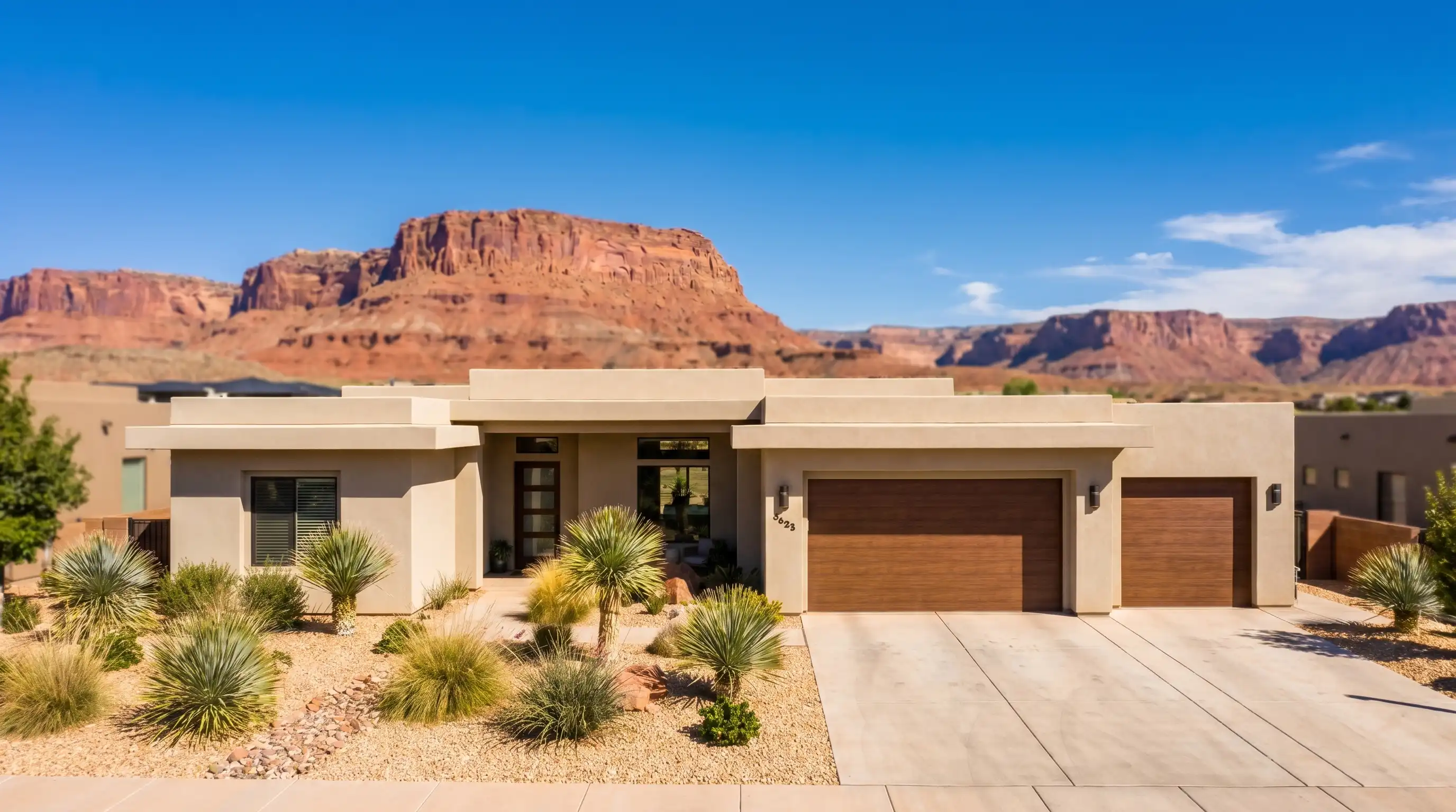 Real estate agent reviewing home listing materials with a couple at a conference table in St. George, UT