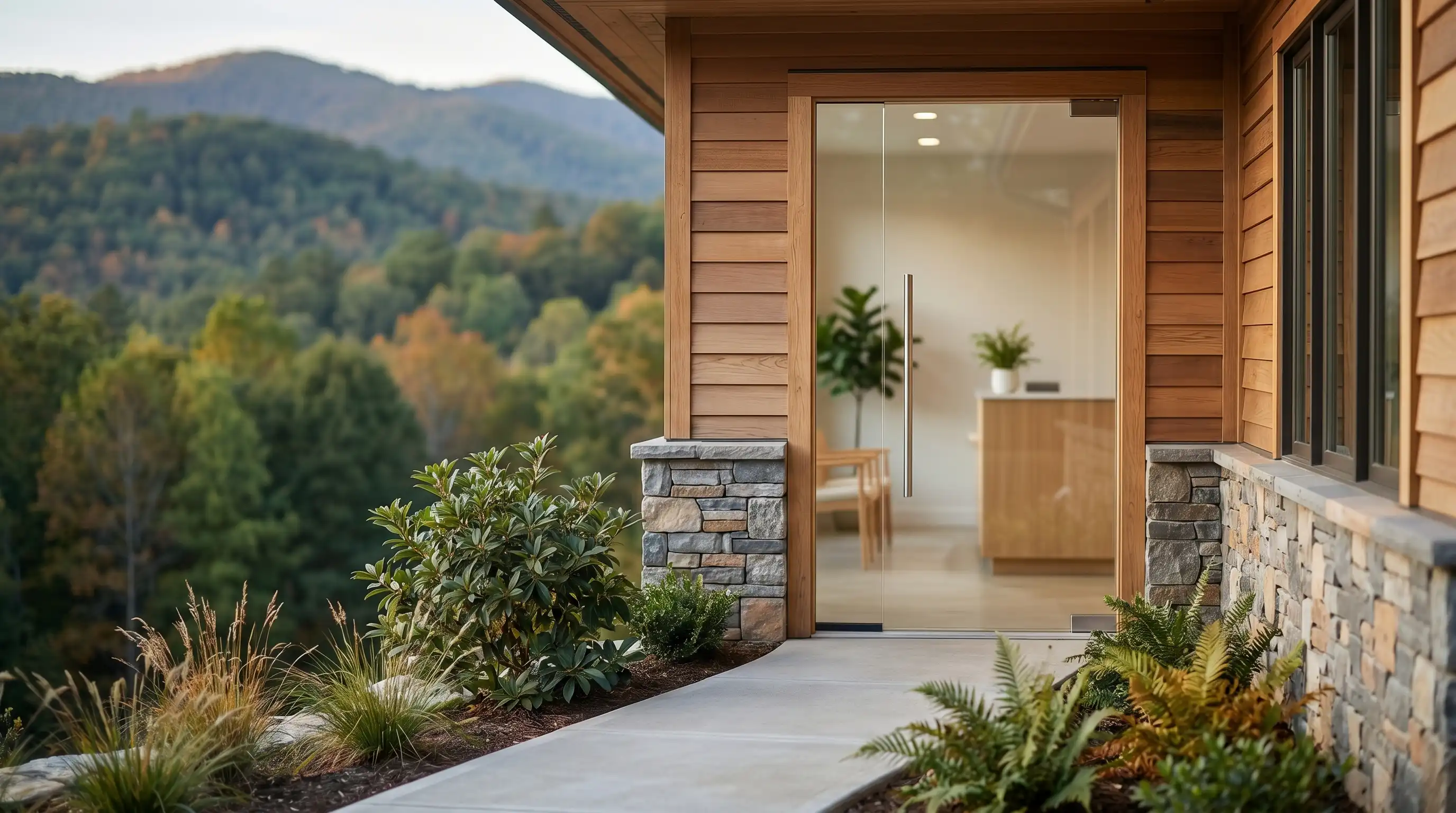 Professional aesthetician performing an injectable treatment in a clean, modern medspa suite in Asheville, NC, with warm mountain-inspired interior design