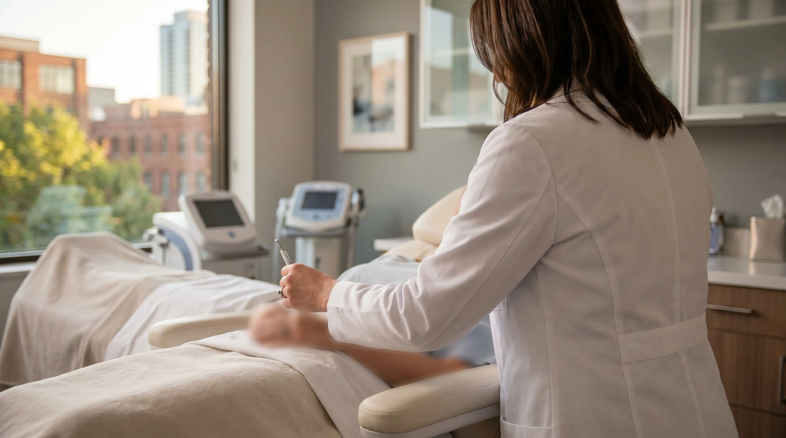 Licensed aesthetician performing a Botox injection treatment at a medspa in Greenville, NC