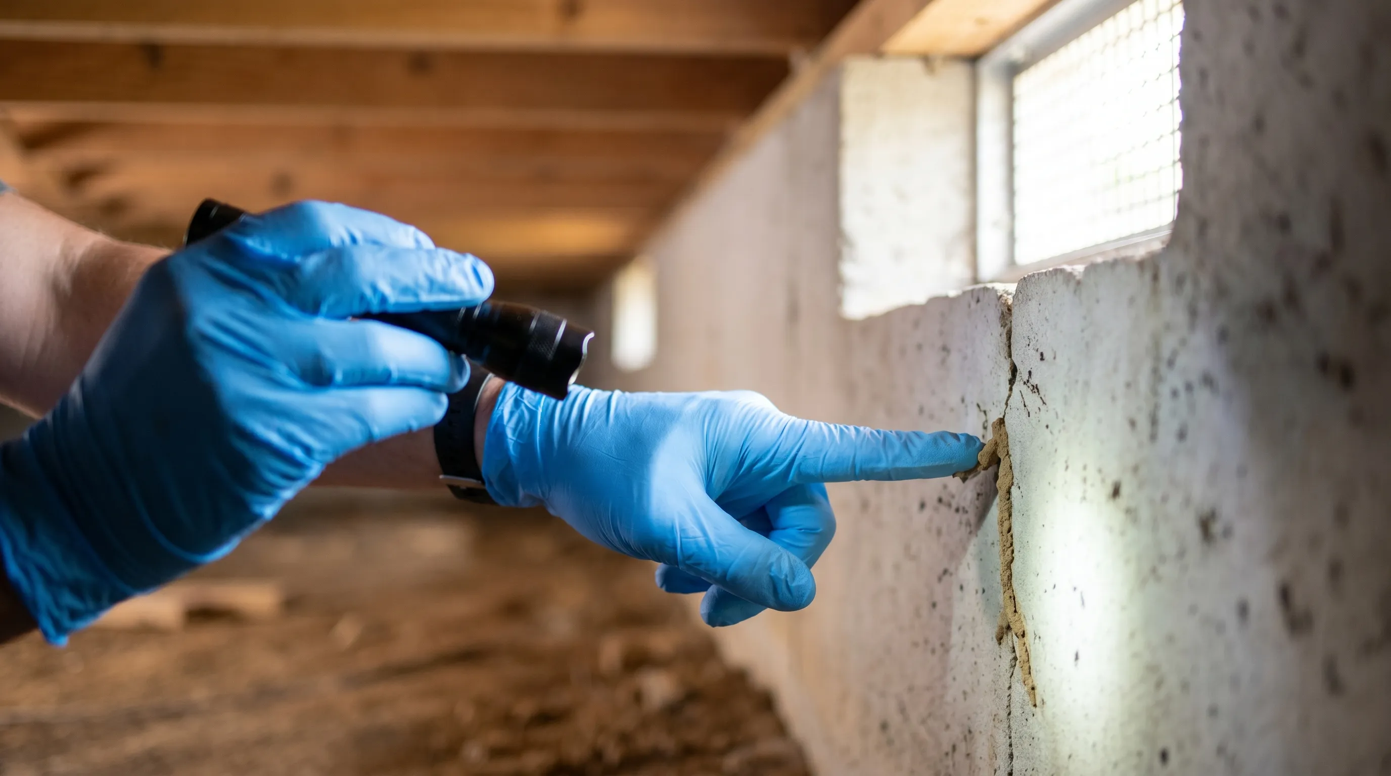 Pest control technician treating the foundation perimeter of a Springdale, AR residential home