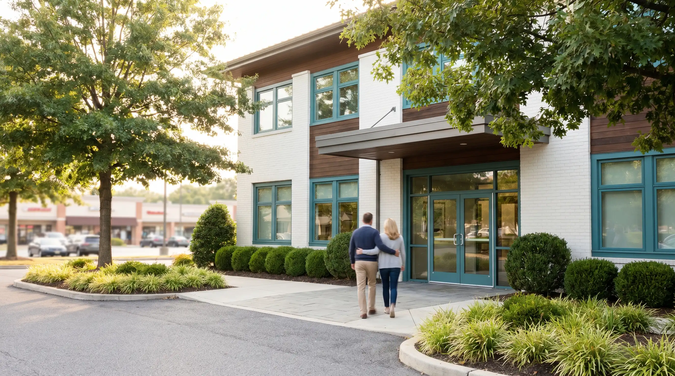 Modern dental practice interior in Frederick, MD with dentist and hygienist collaborating during a patient appointment in a well-lit operatory