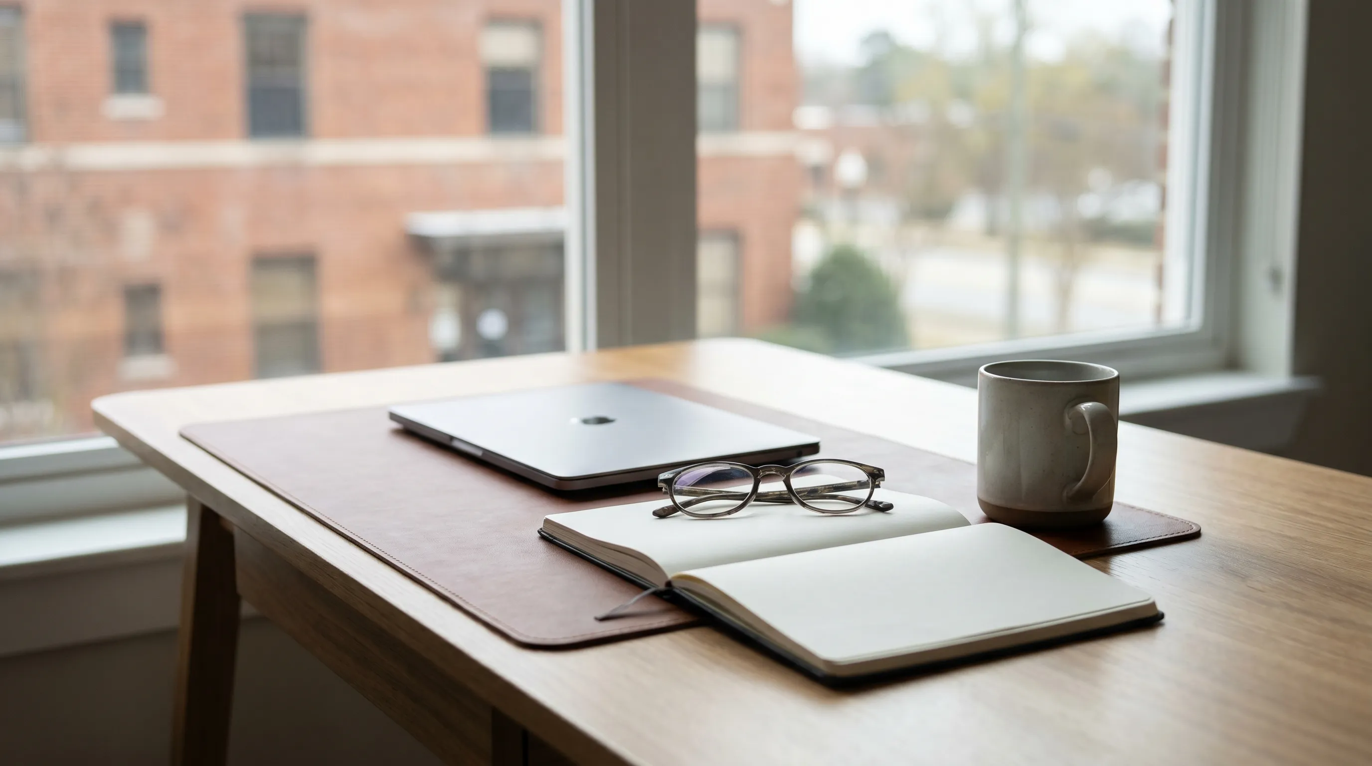 Personal injury attorney consulting with client across desk in professional Albany, GA law office, legal documents visible on desk