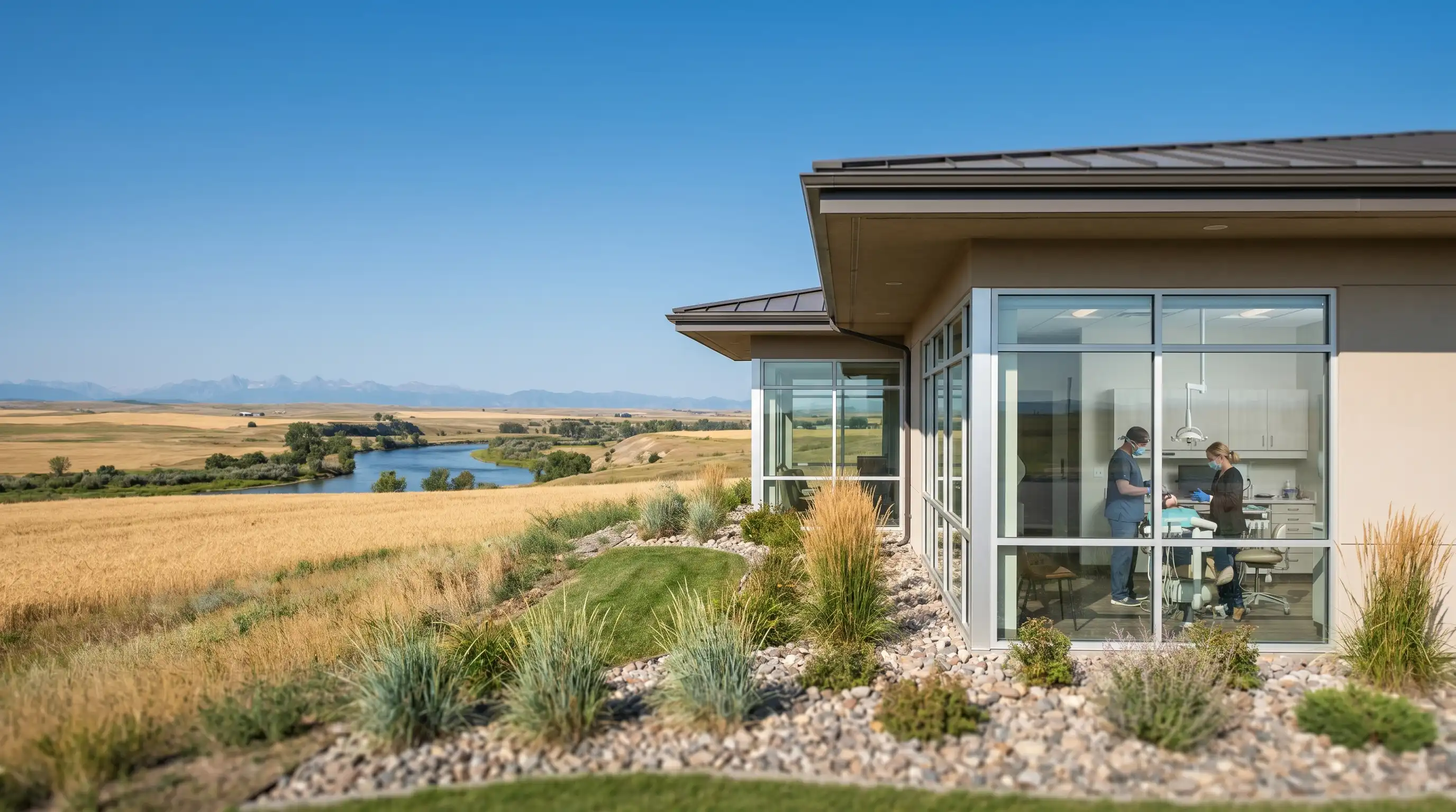 Professional dentist consulting with a patient in a modern dental office in Great Falls, MT