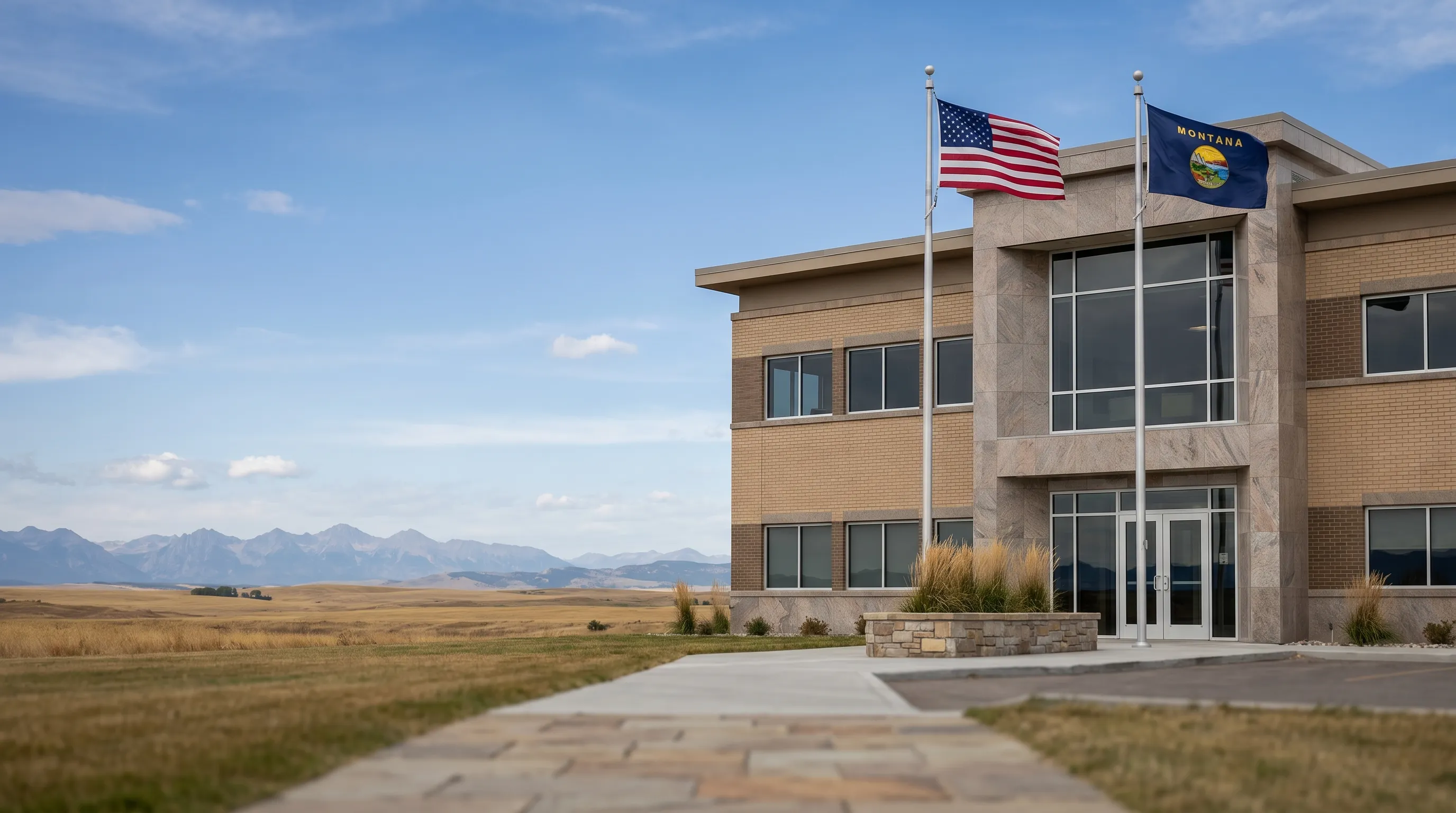 Professional attorney reviewing case documents with a client across a conference table in a Great Falls, MT law office