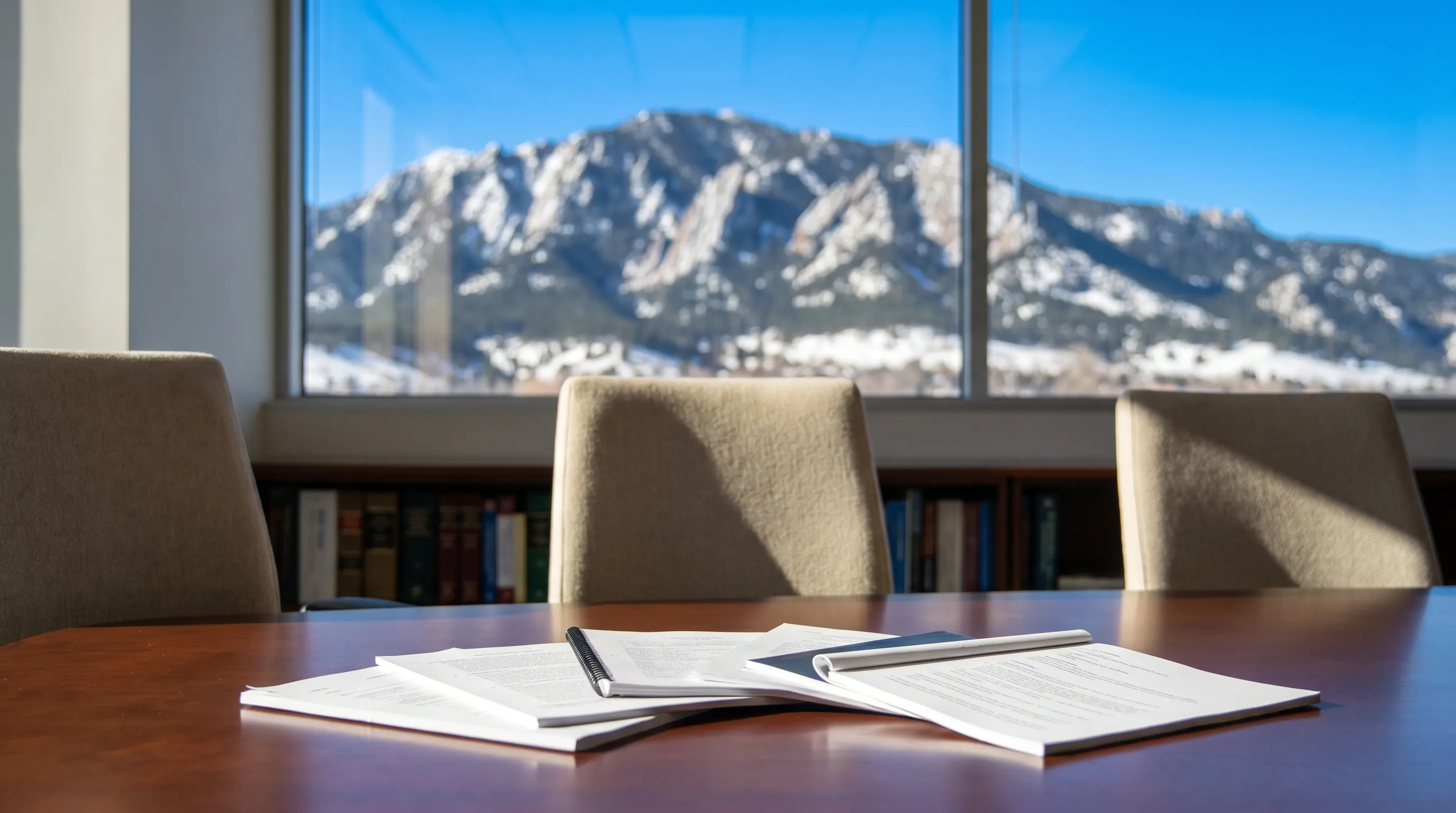 Attorney consultation with a client reviewing legal documents in a professional Casper, WY law office conference room