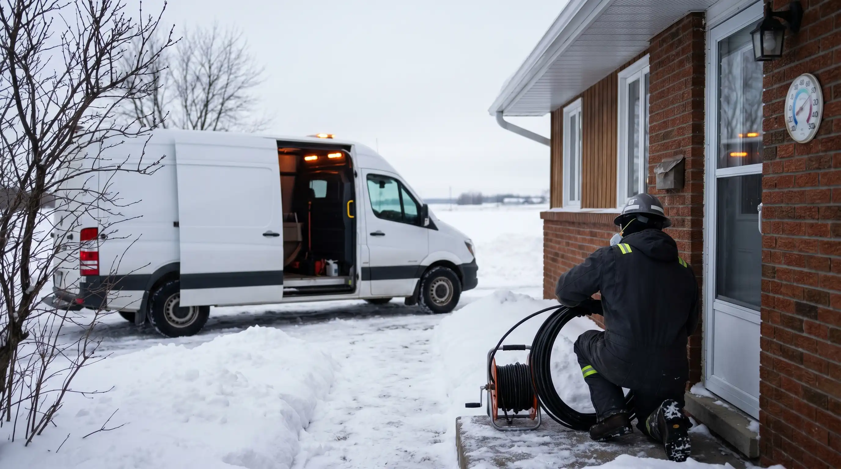 Licensed plumber repairing a burst pipe in a Grand Forks, ND home basement utility room