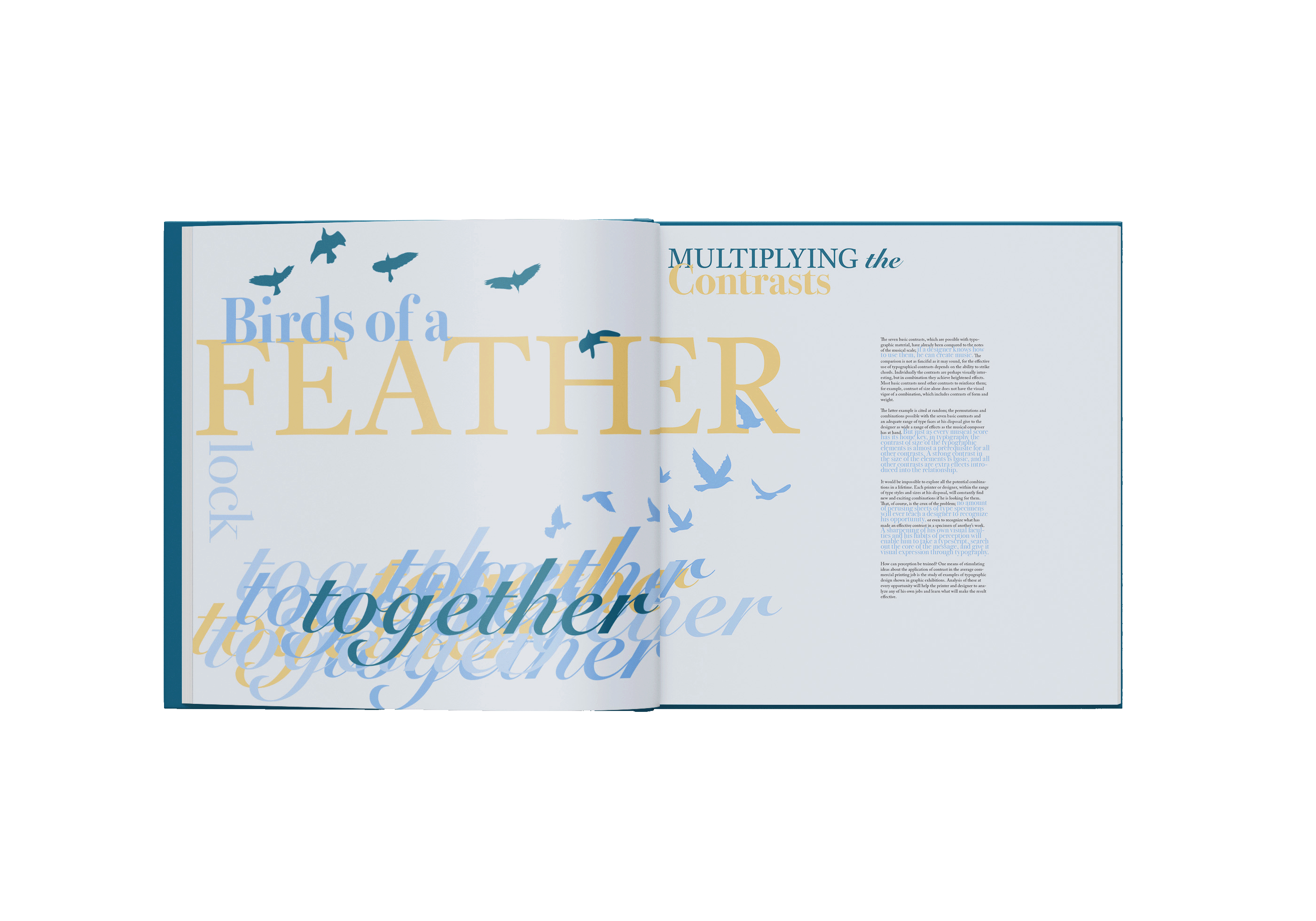 Mockup of Design with Type by Carl Dair, Multiplying the contrasts spread.