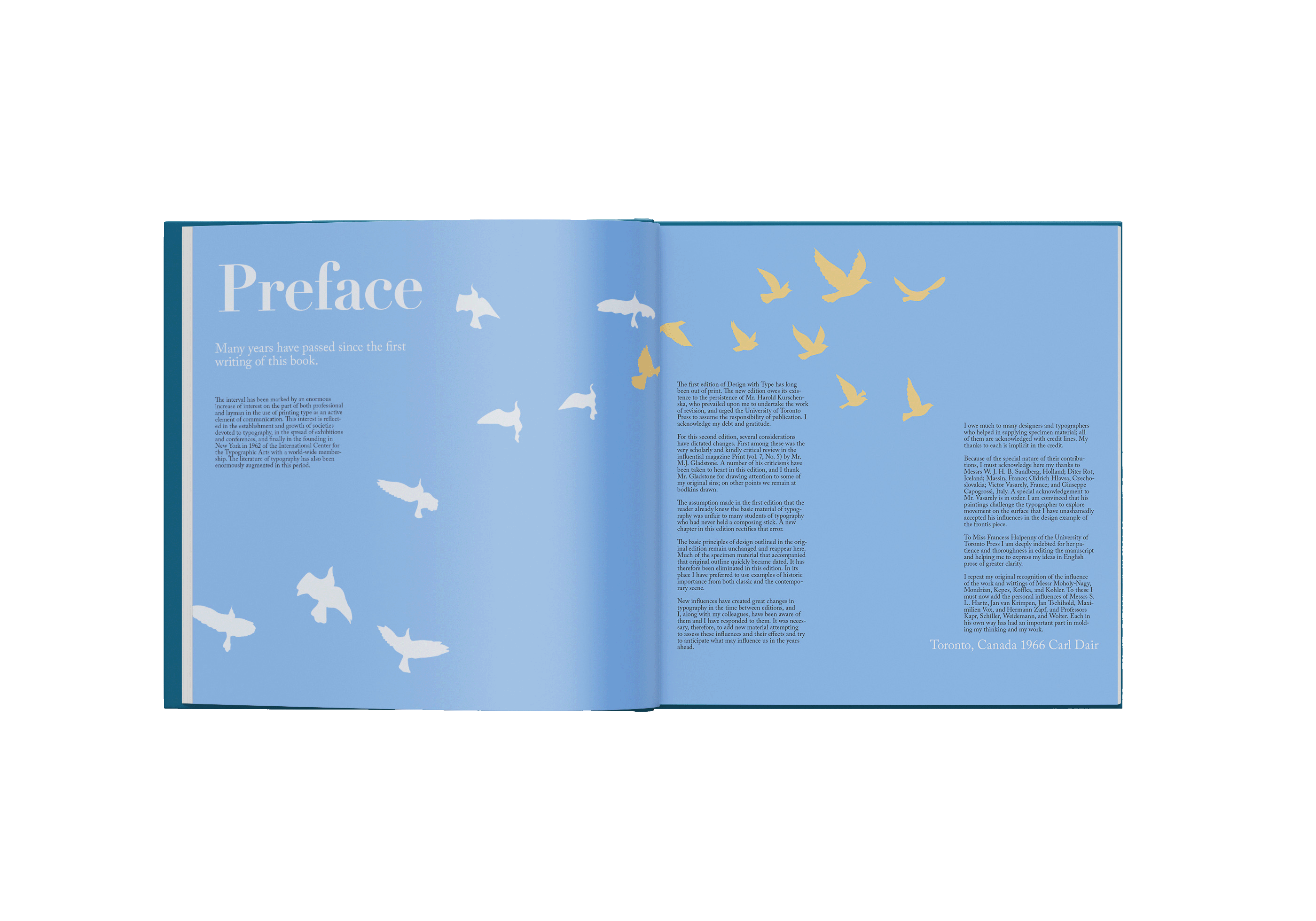 Mockup of Design with Type by Carl Dair, preface spread.