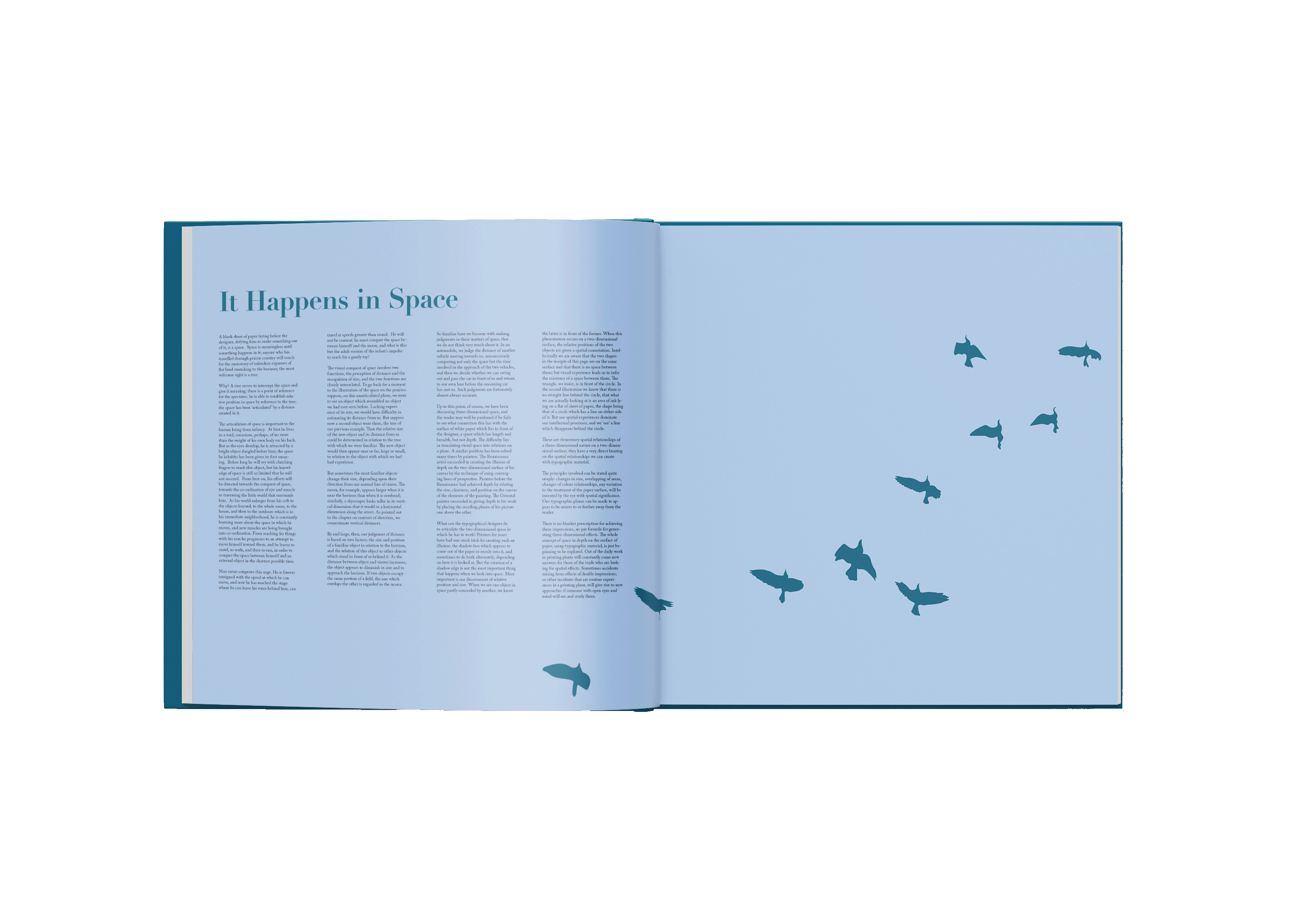 Mockup of Design with Type by Carl Dair, It happens in space spread.