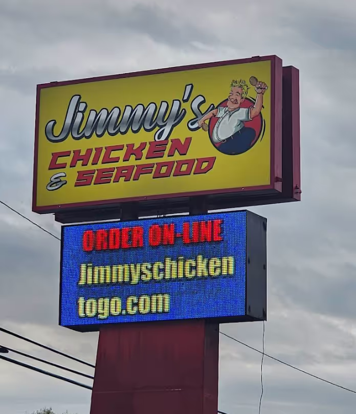 Jimmy's Chicken and Seafood sign