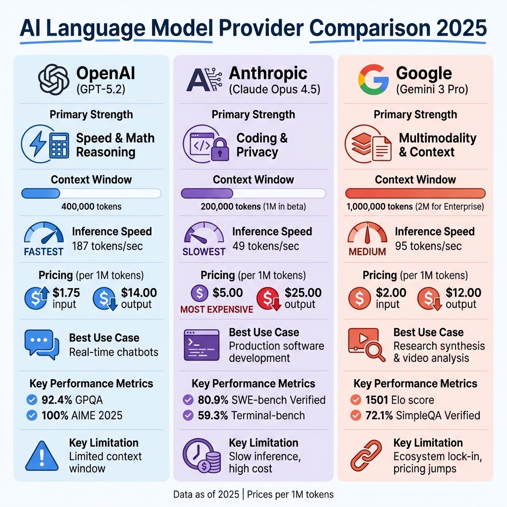 AI Language Model Provider Comparison: OpenAI vs Anthropic vs Google Gemini