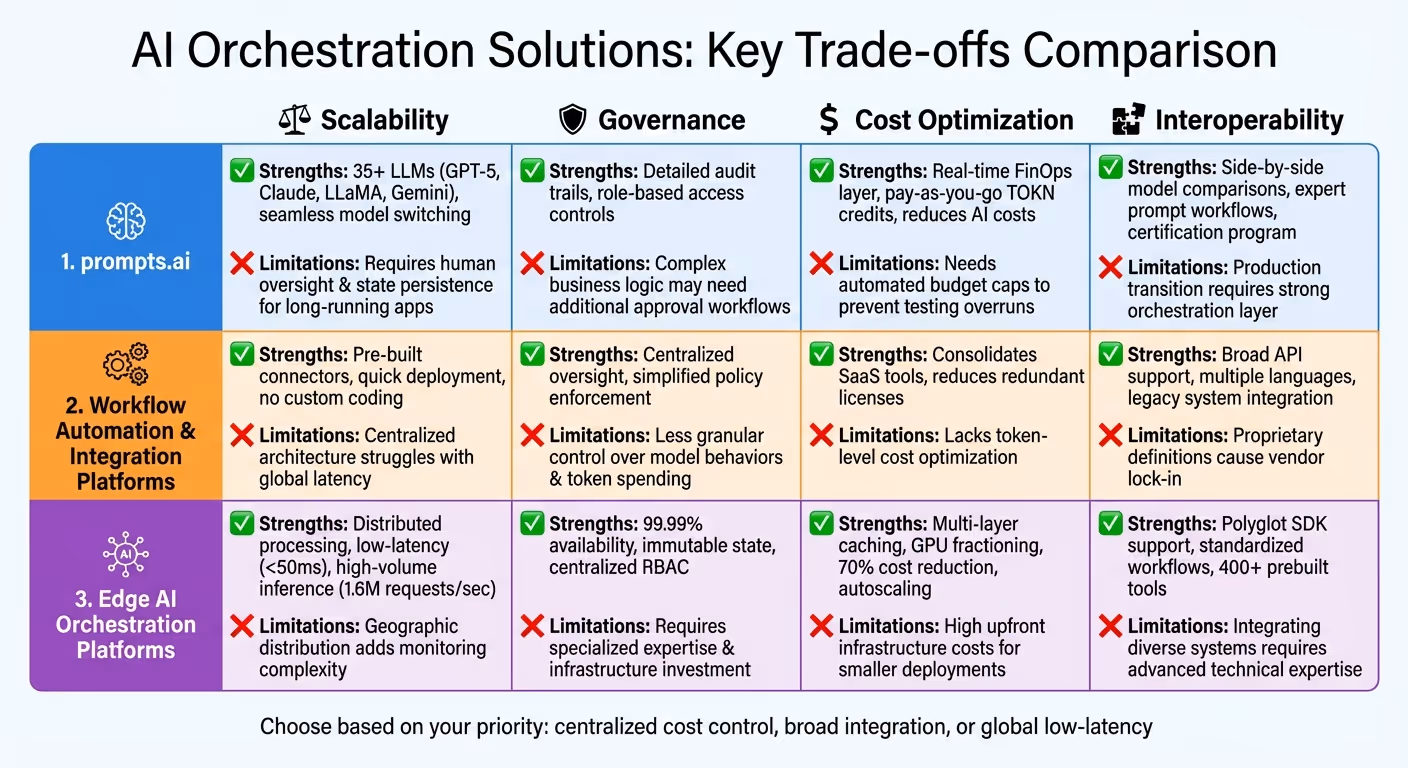 AI Orchestration Solutions Comparison: Scalability, Governance, Cost & Interoperability