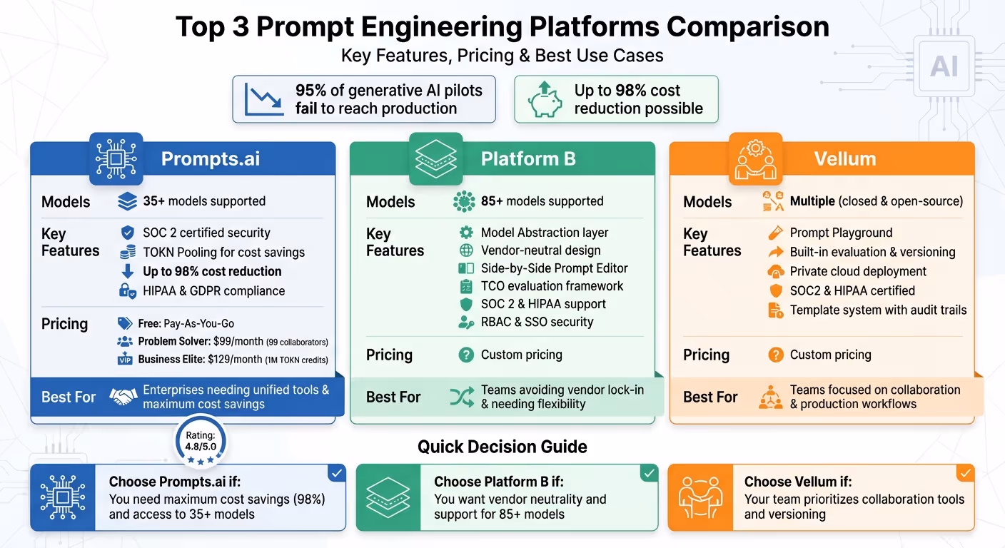 Comparison of Top 3 Prompt Engineering Platforms for AI Workflows