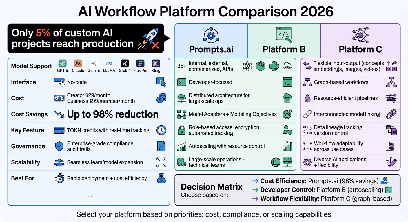 AI Workflow Platform Comparison: Prompts.ai vs Platform B vs Platform C