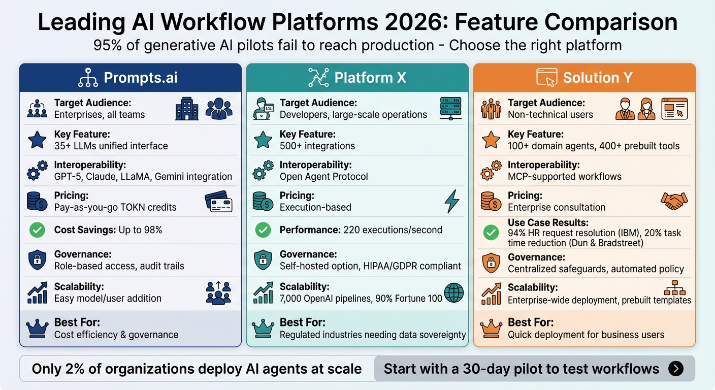 AI Workflow Platform Comparison 2026: Prompts.ai vs Platform X vs Solution Y