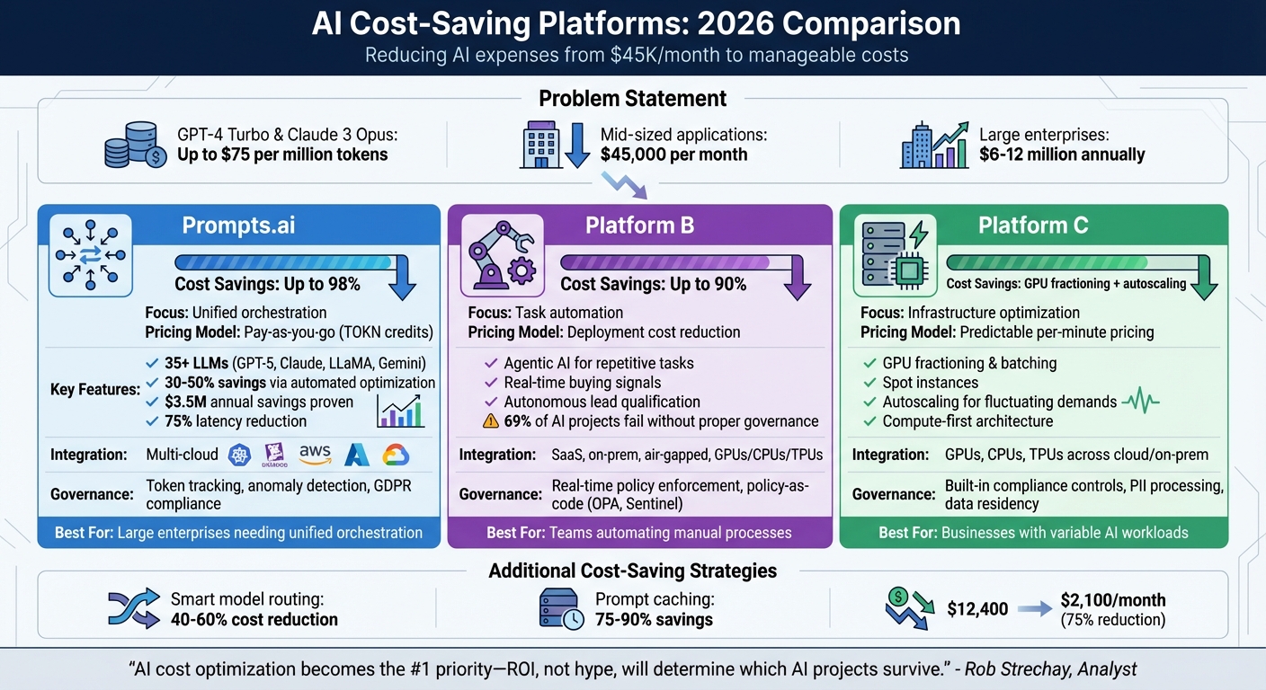 AI Cost Savings Platform Comparison 2026: Prompts.ai vs Platform B vs Platform C