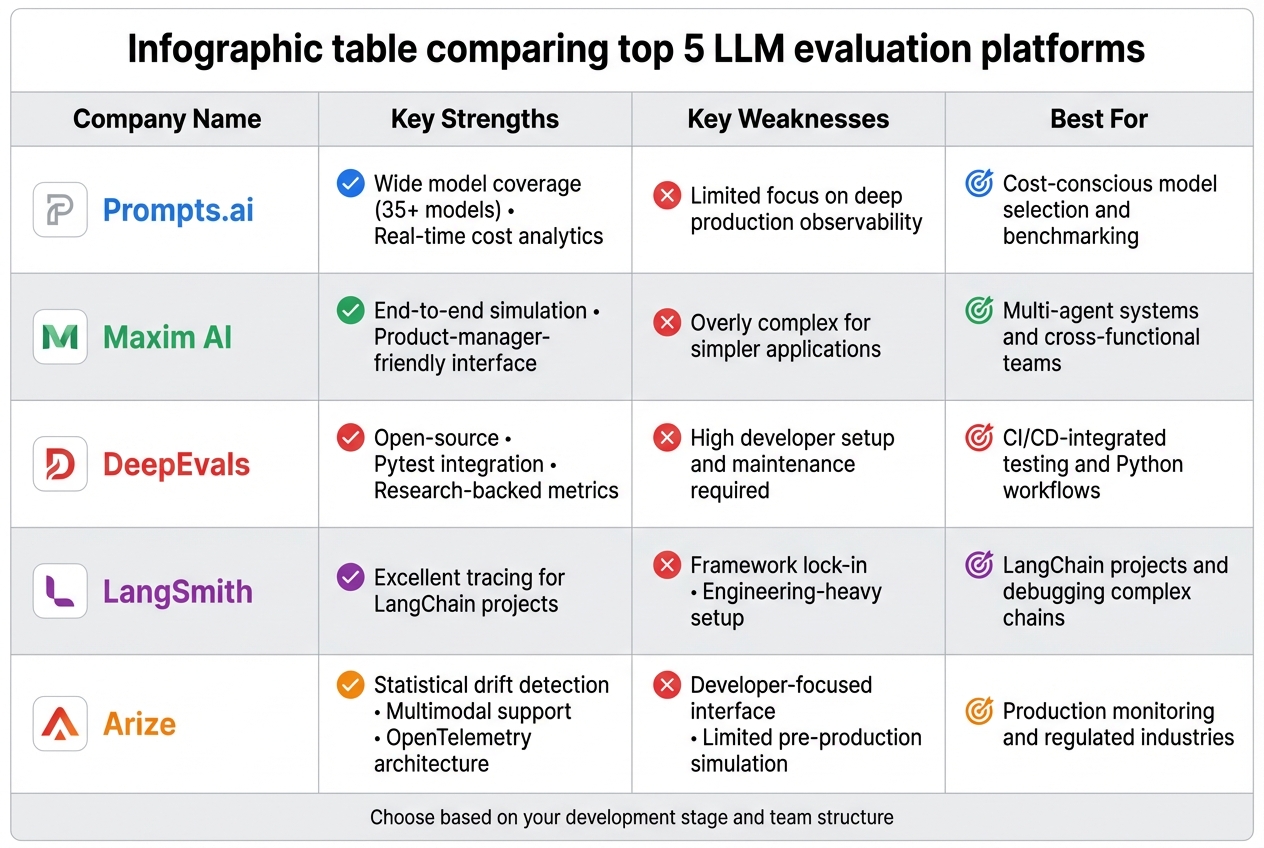 Comparison of Top 5 LLM Evaluation Platforms for 2026