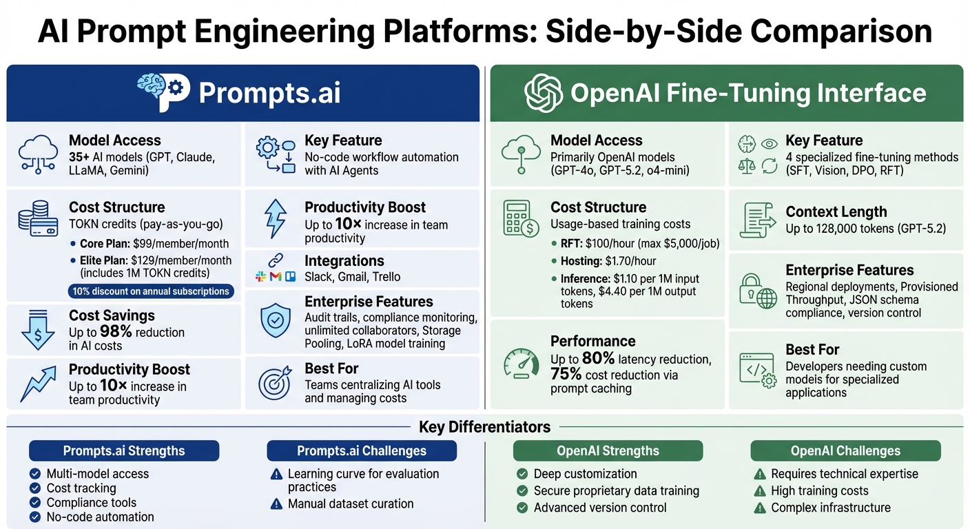 Prompts.ai vs OpenAI Fine-Tuning Interface: Feature Comparison