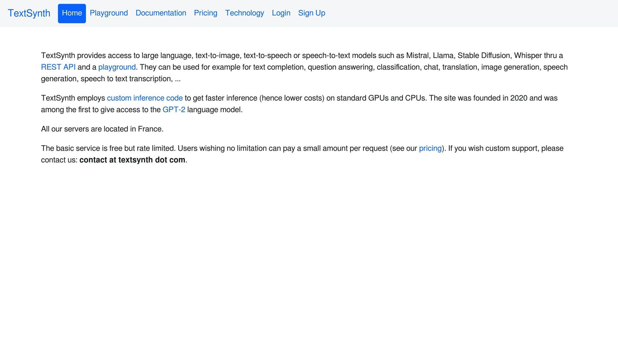 TextSynth Playground