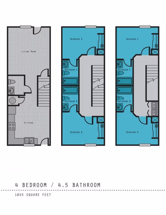 4 Bedroom Townhome Layout