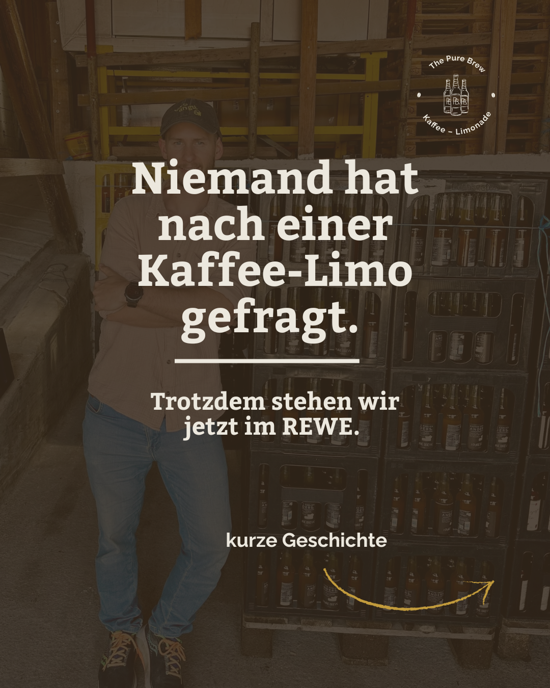Instagram-Post von The Pure Brew – Geschichte des Gründers Dominik Becker und der Kaffee-Limo.