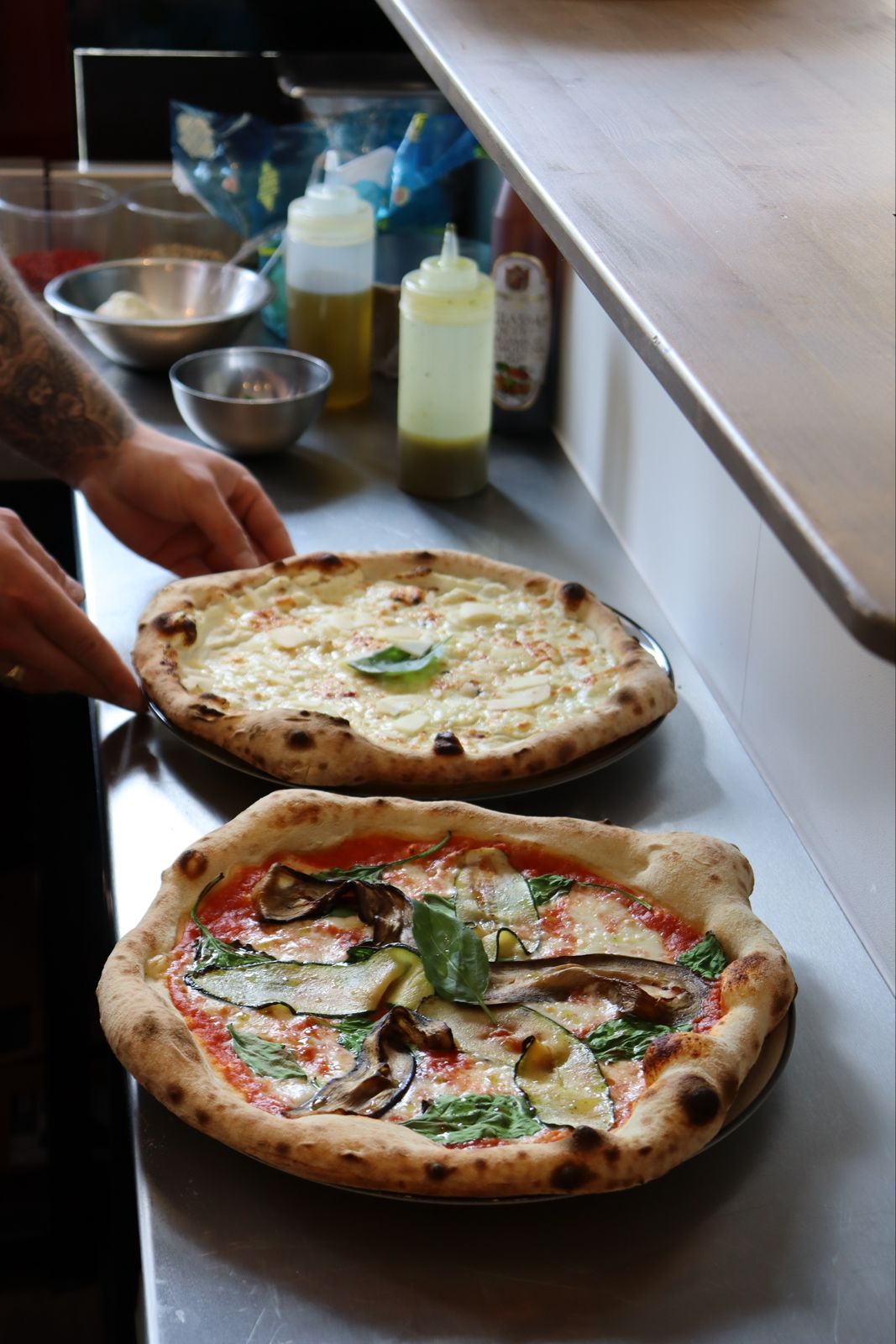Italian pizza with spinach and chees