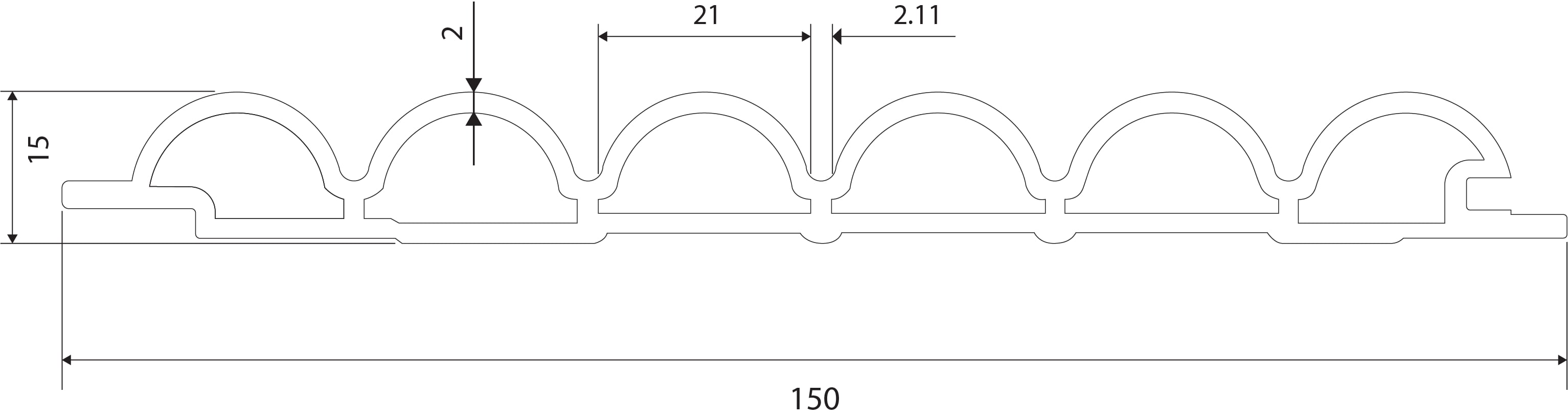 Six-Arc Slatted Wall Panel