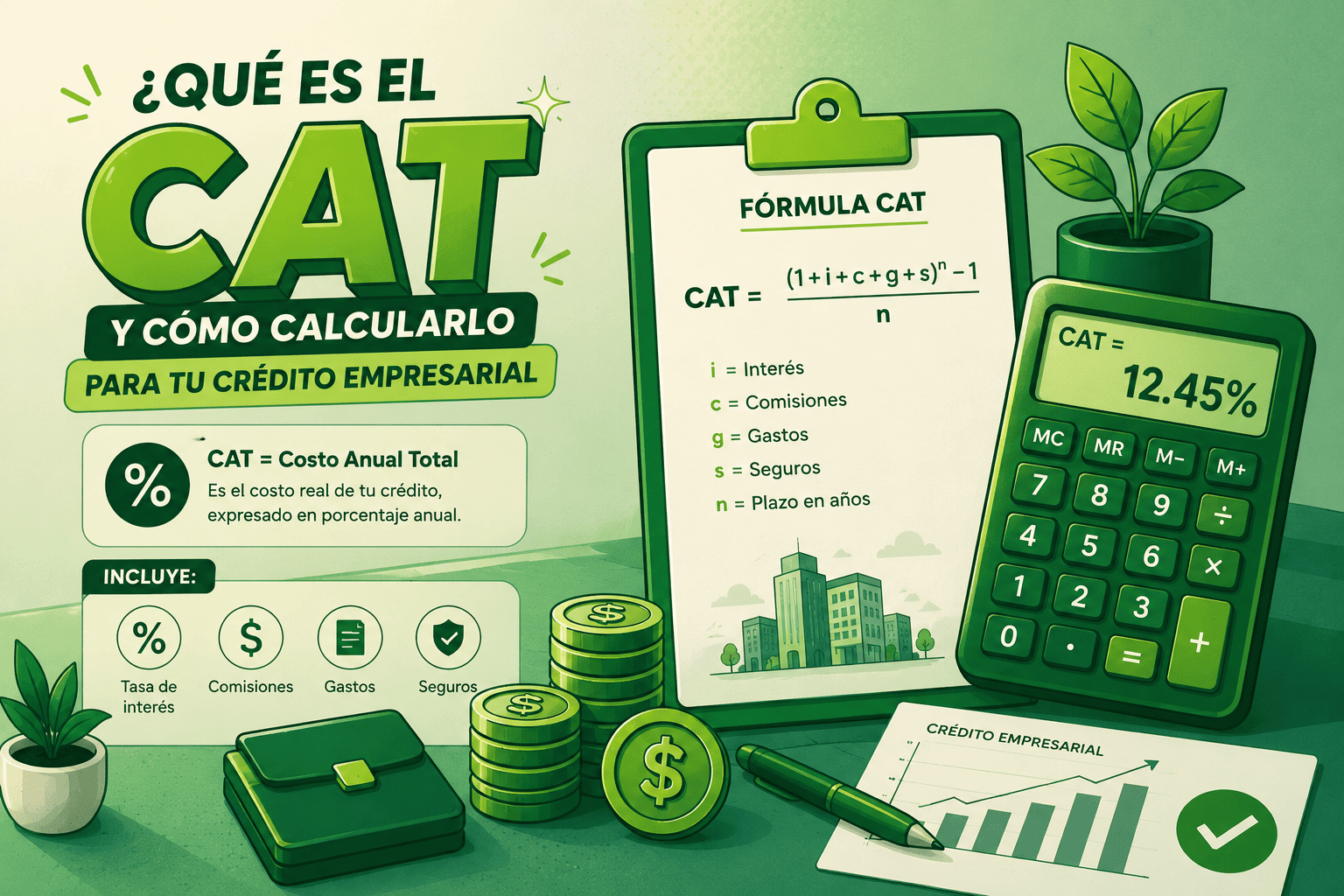 Aprende qué es el CAT, cómo se calcula y por qué es el indicador más importante para comparar créditos empresariales en México. Incluye ejemplos reales y tabla comparativa por tipo de financiamiento.