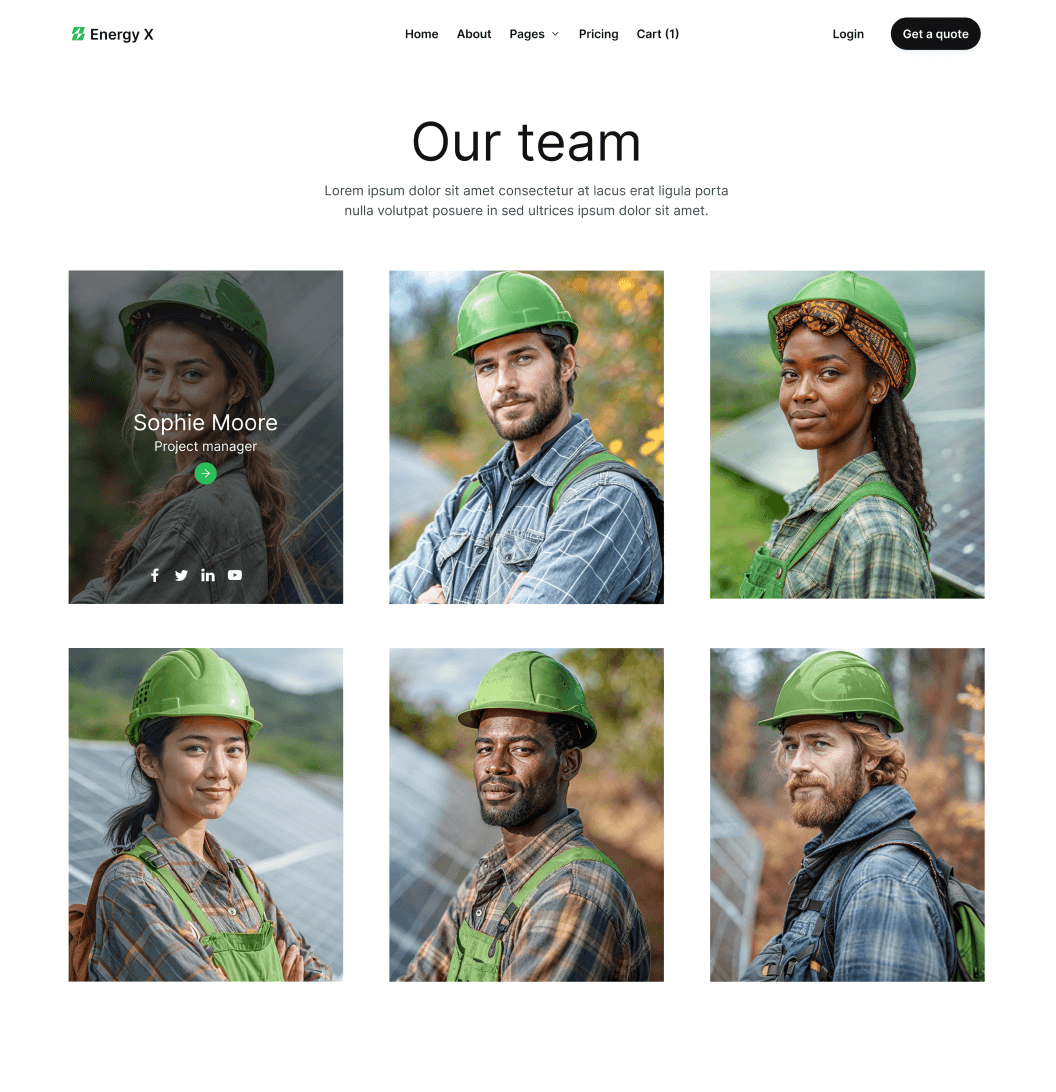 Energy X - Team Member Main Page Energy Webflow Template