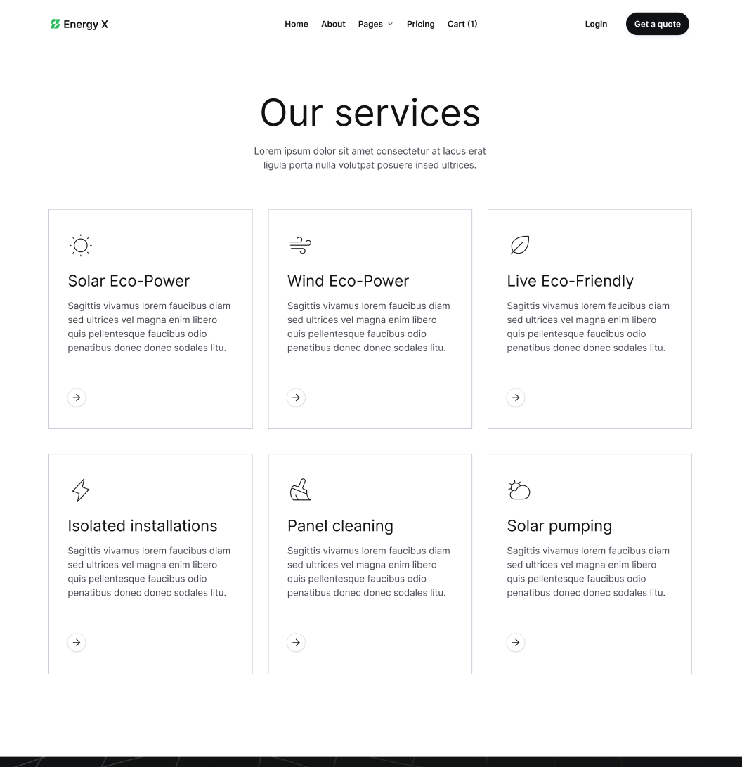 Energy X - Services Main Page Energy Webflow Template