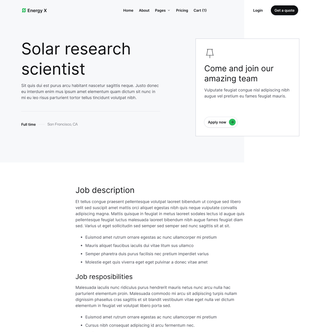 Energy X - Career Single Main Page Energy Webflow Template