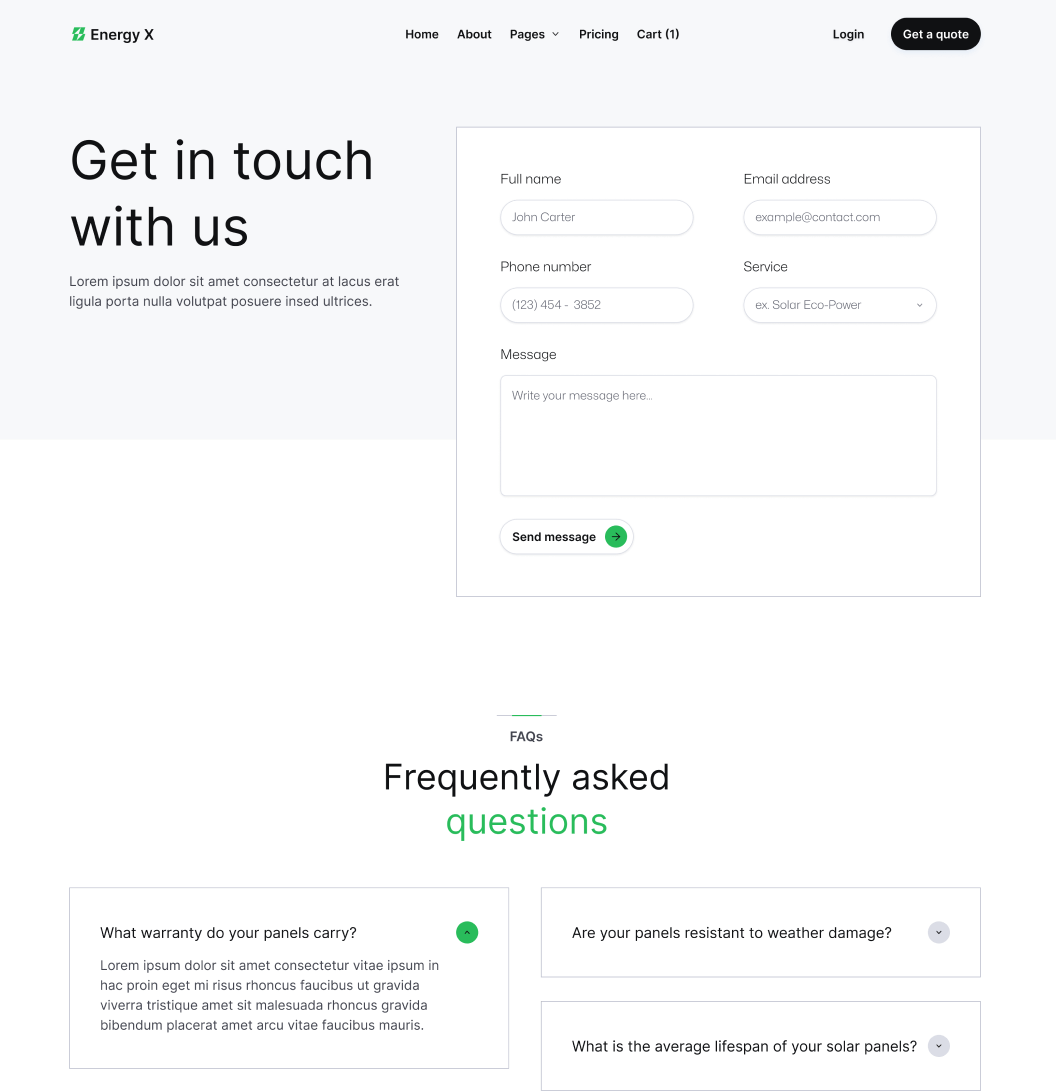 Energy X - Contact V3 Main Page Energy Webflow Template