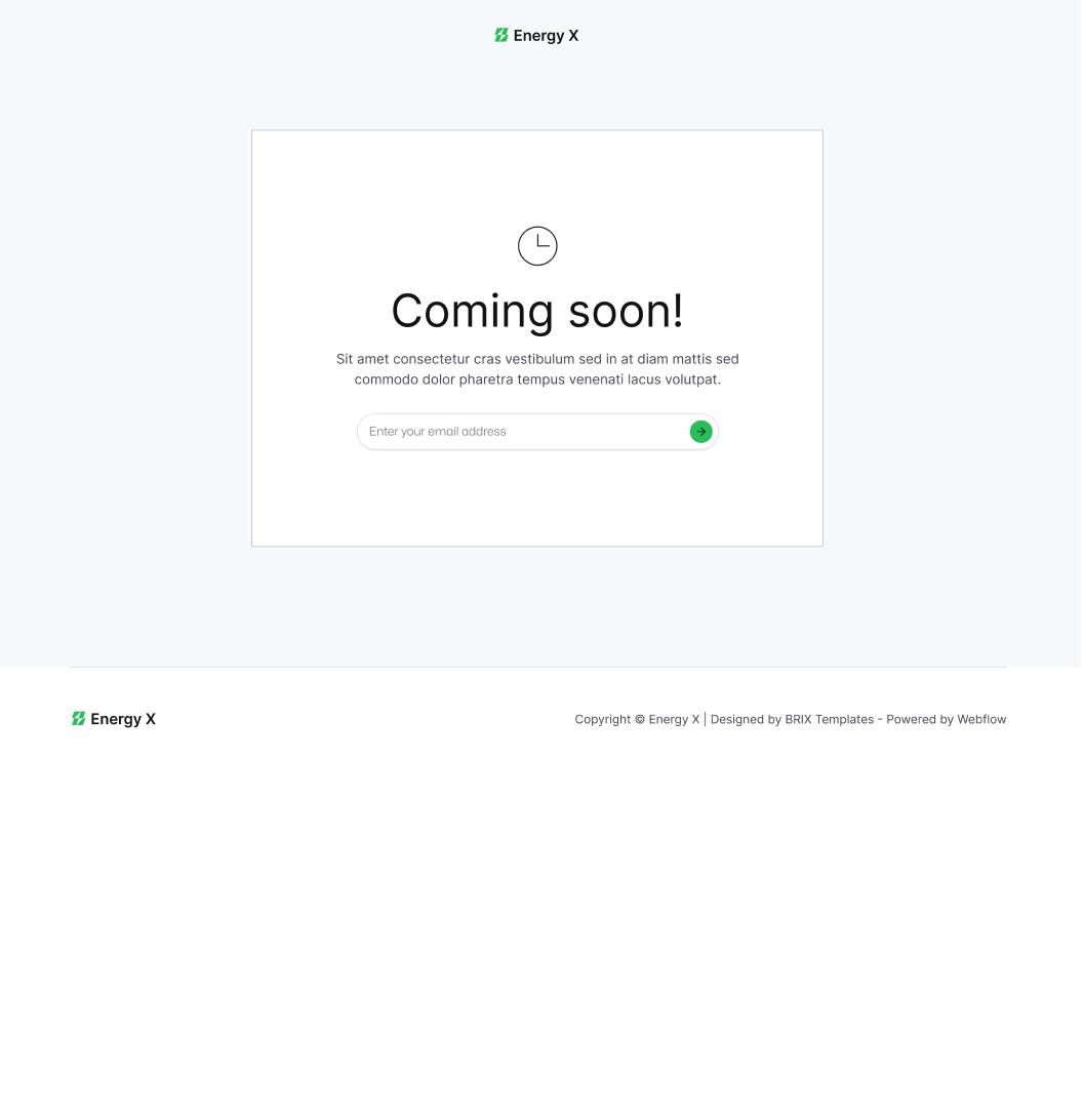 Energy X - Coming Soon Utility Page Energy Webflow Template