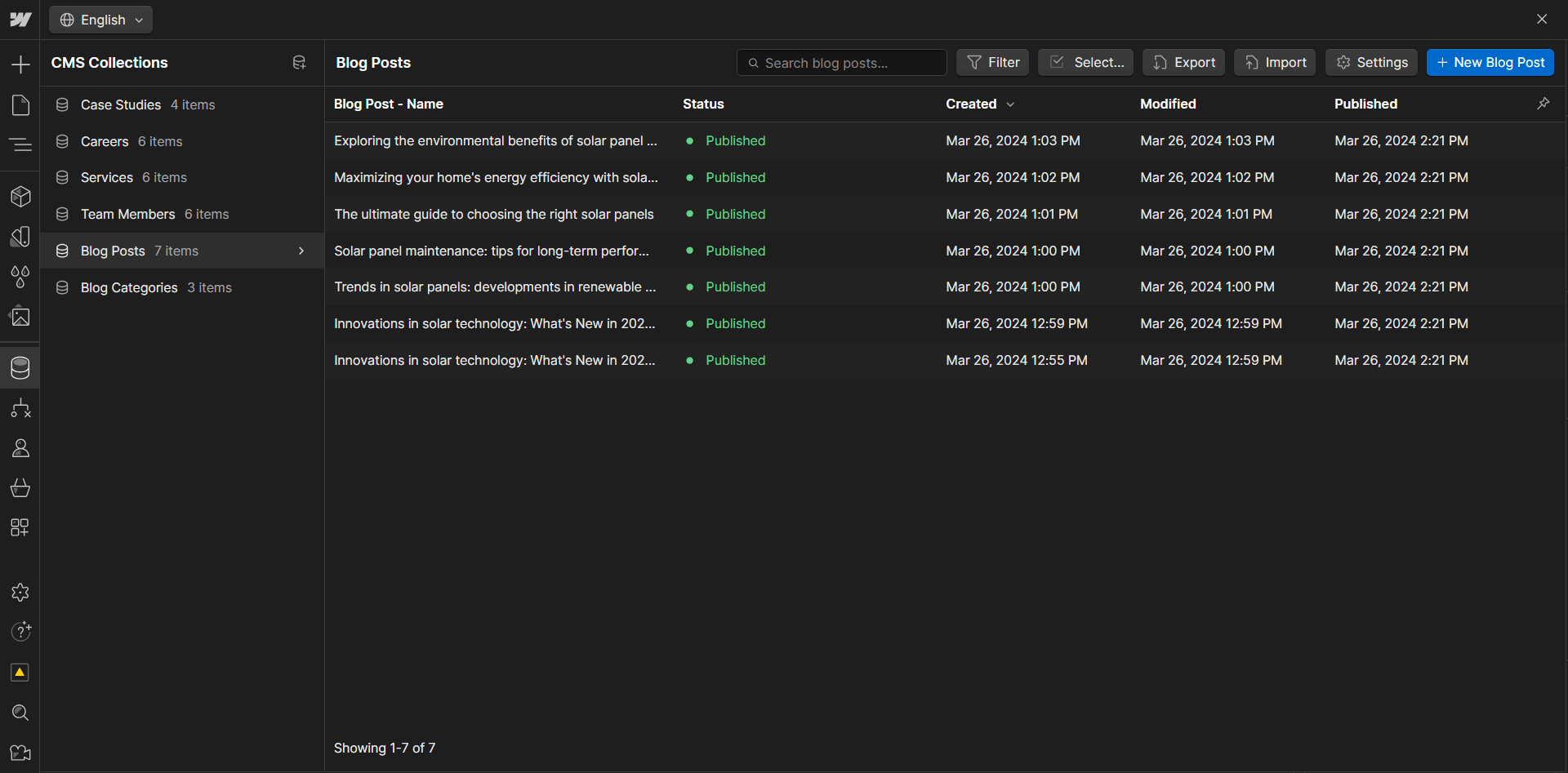 Energy X - Webflow Template And UI Kit CMS Collection