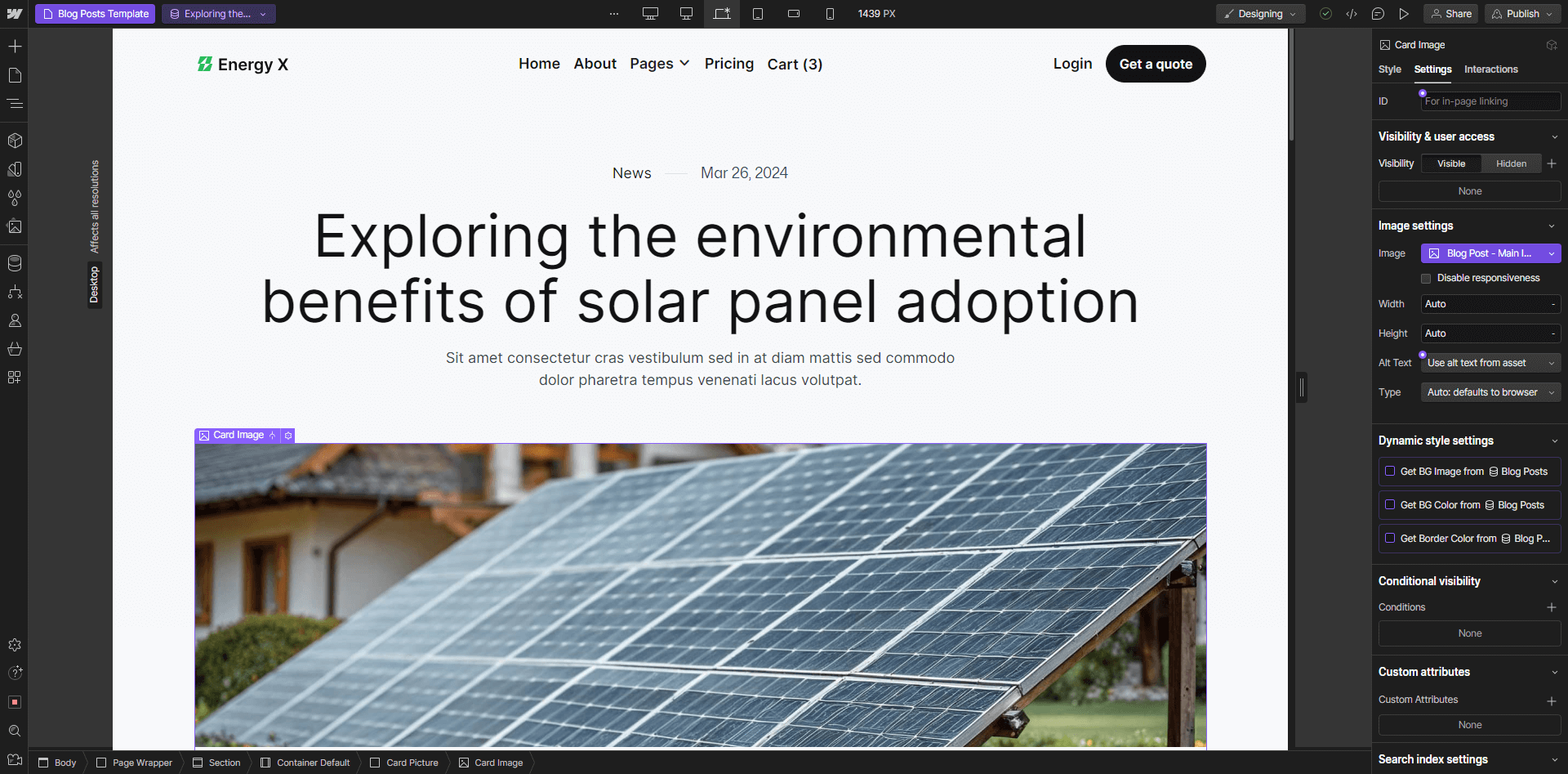 Energy X - Webflow Template And UI Kit CMS Page