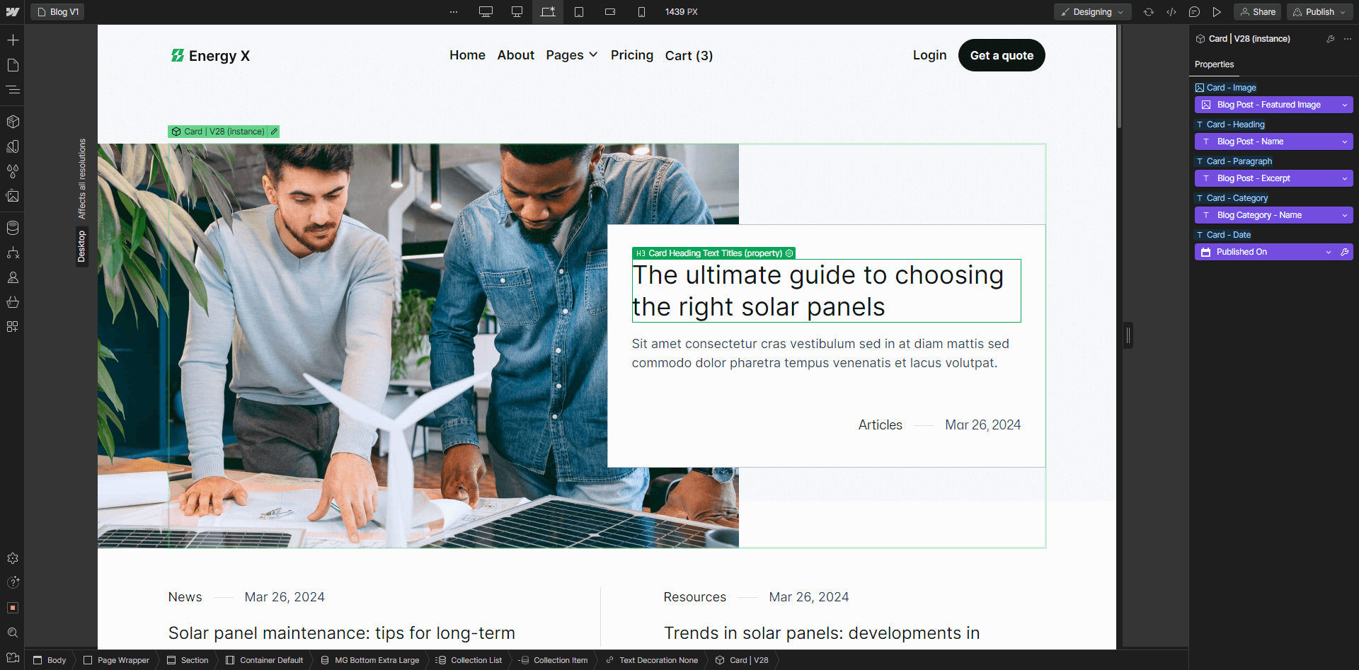 Energy X - Webflow Template And UI Kit CMS Content