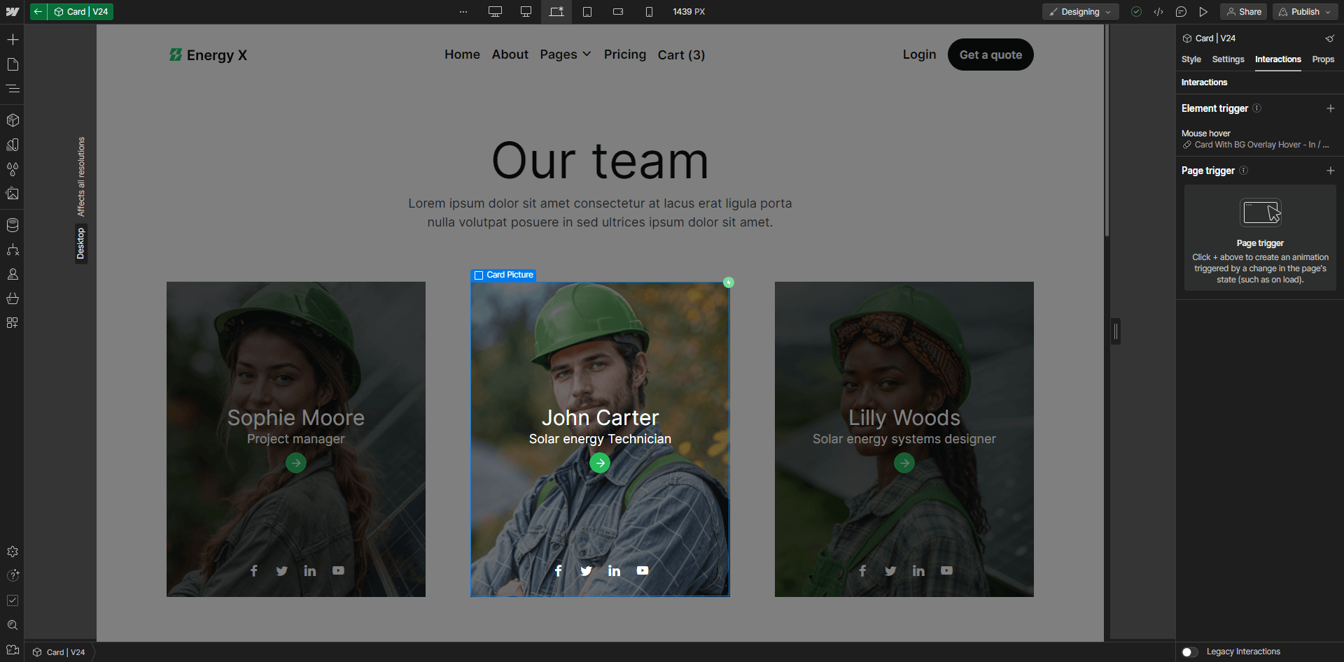 Energy X - Webflow Template And UI Kit Animations