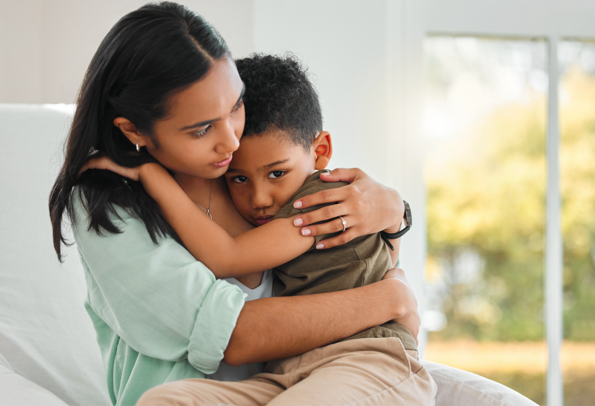 Mother calming child