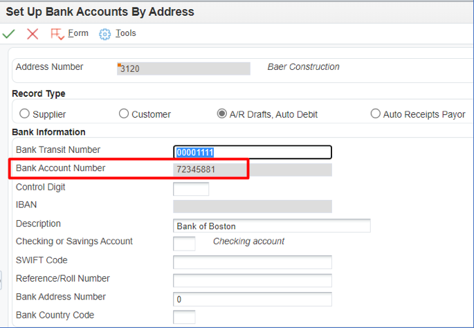Greyed Out Banking Details