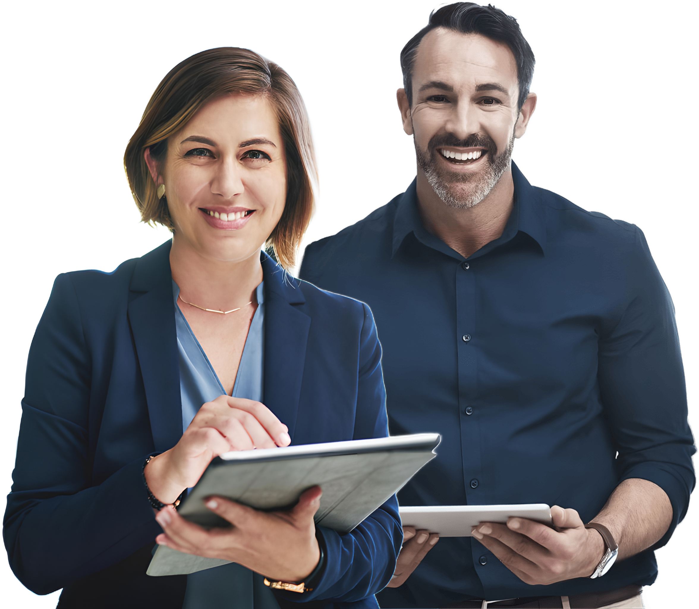 Construction worker with iPad