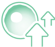 Green circular upload icon with an upward-pointing arrow
