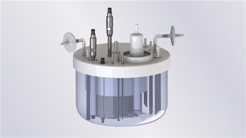 Technical cross-section of cylindrical laboratory or industrial processing vessel